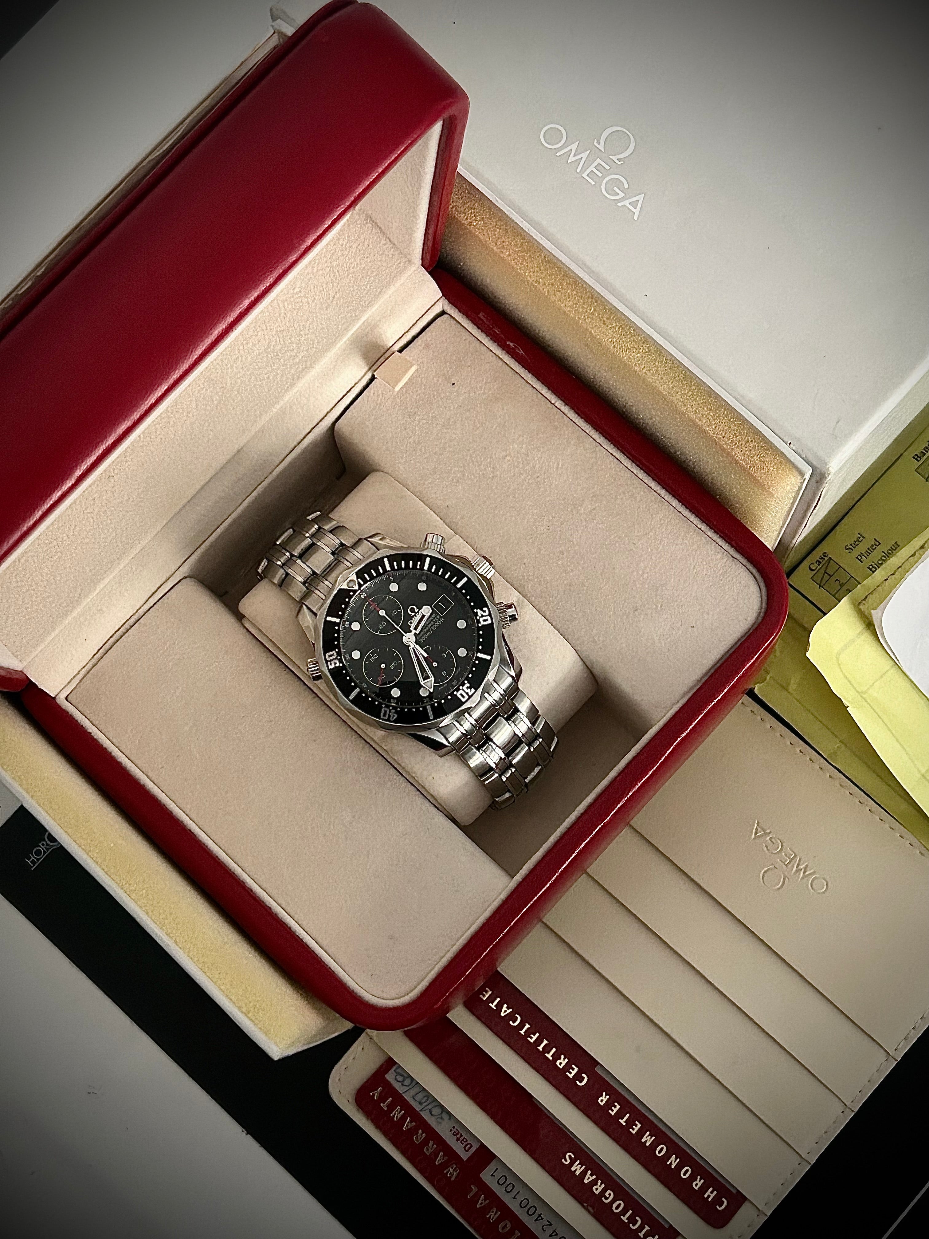 2009 OMEGA SEAMASTER DIVER CHRONOGRAPH, FULL SET, INC GST