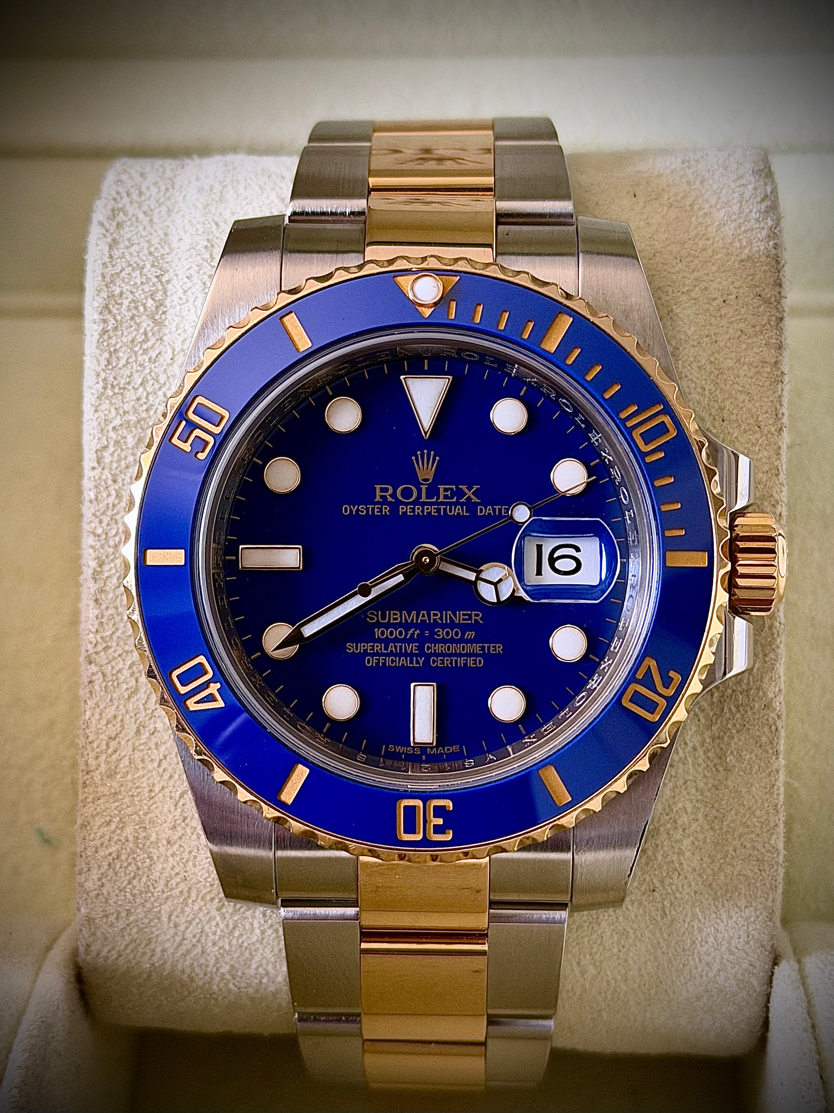 CIRCA 2010 ROLEX SUBMARINER DATE, 116613LB, MATTE BLUE “SMURF” DIAL, BOX & BOOKLETS, INC GST
