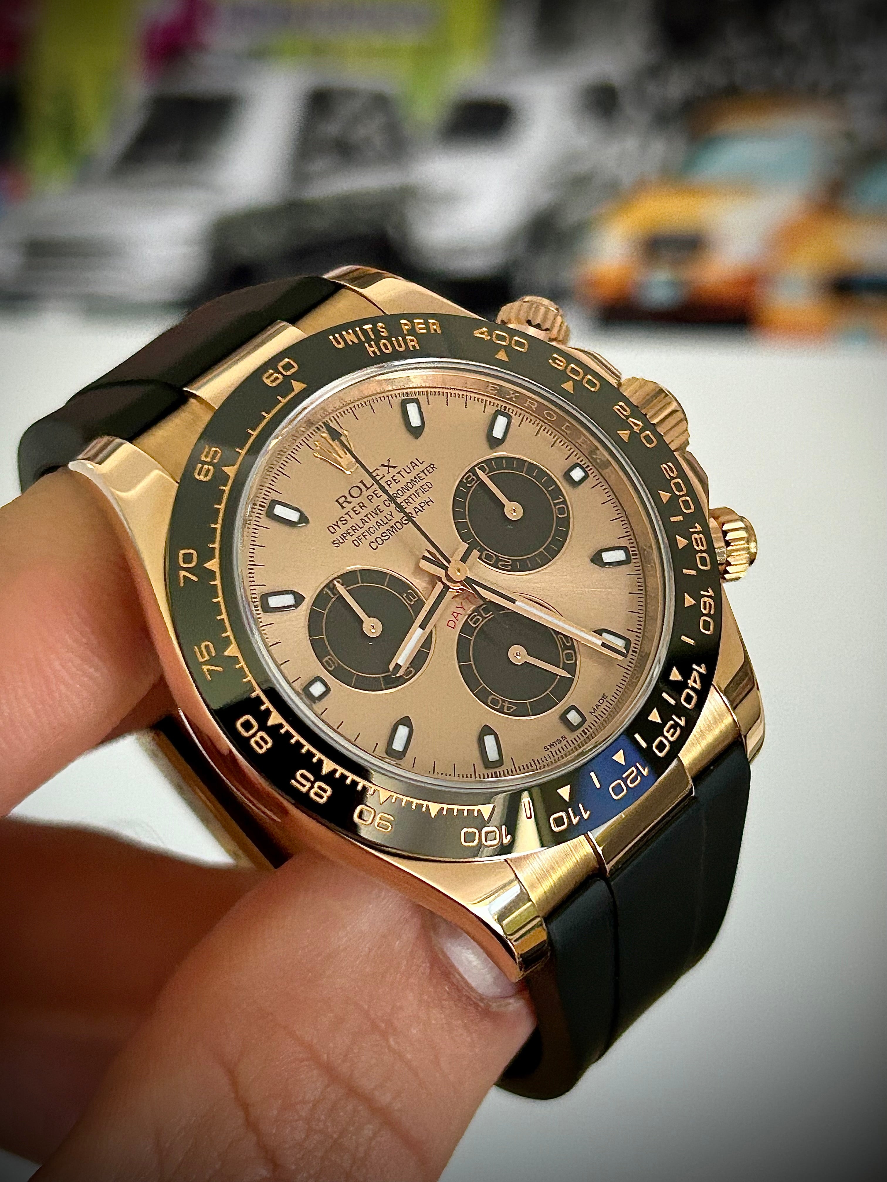 2018 ROLEX DAYTONA 116515LN, “PINK” DIAL, FULL SET, INC GST