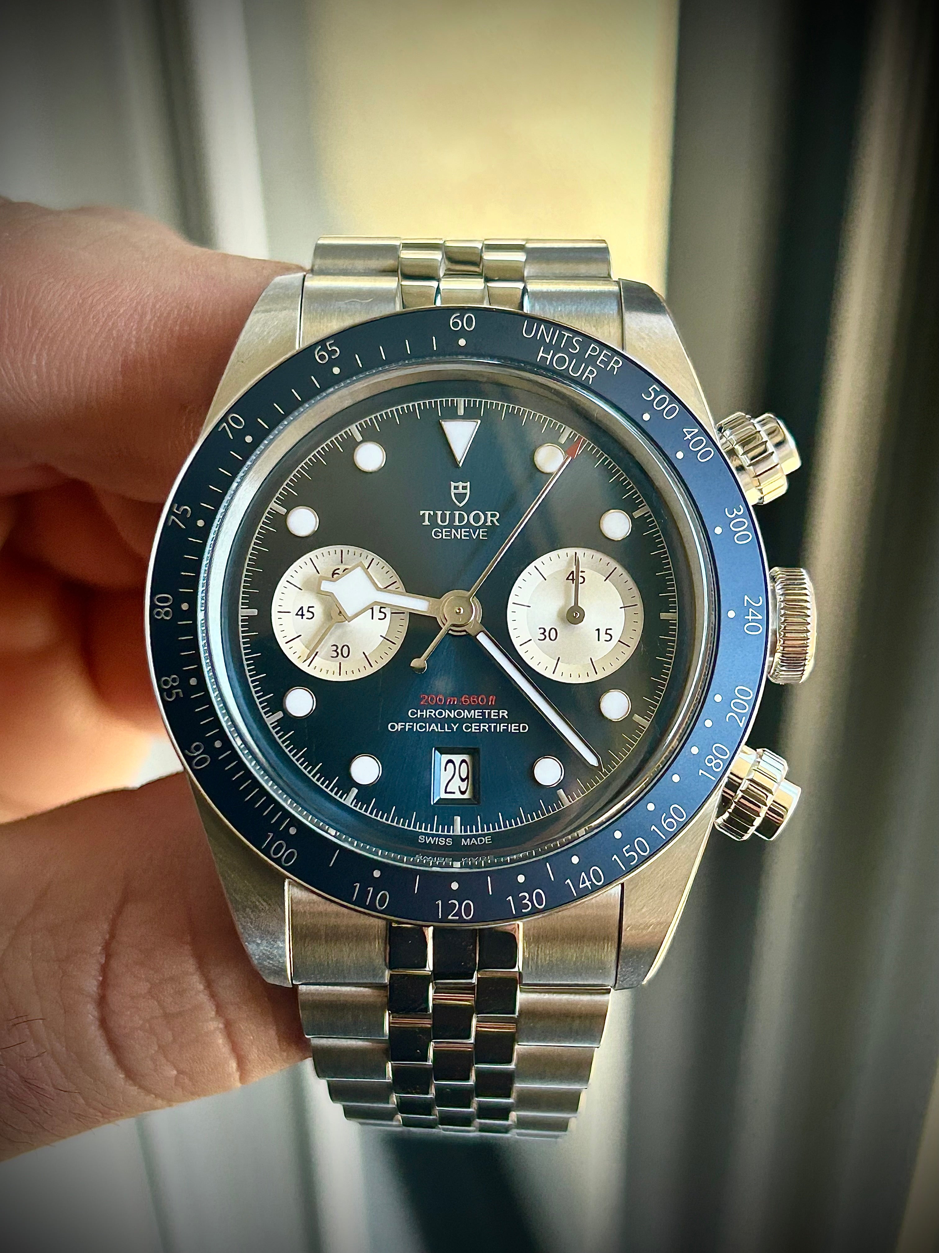 2024 TUDOR BLACK CHRONO BLUE BOUTIQUE EDITION, FULL SET, INC GST