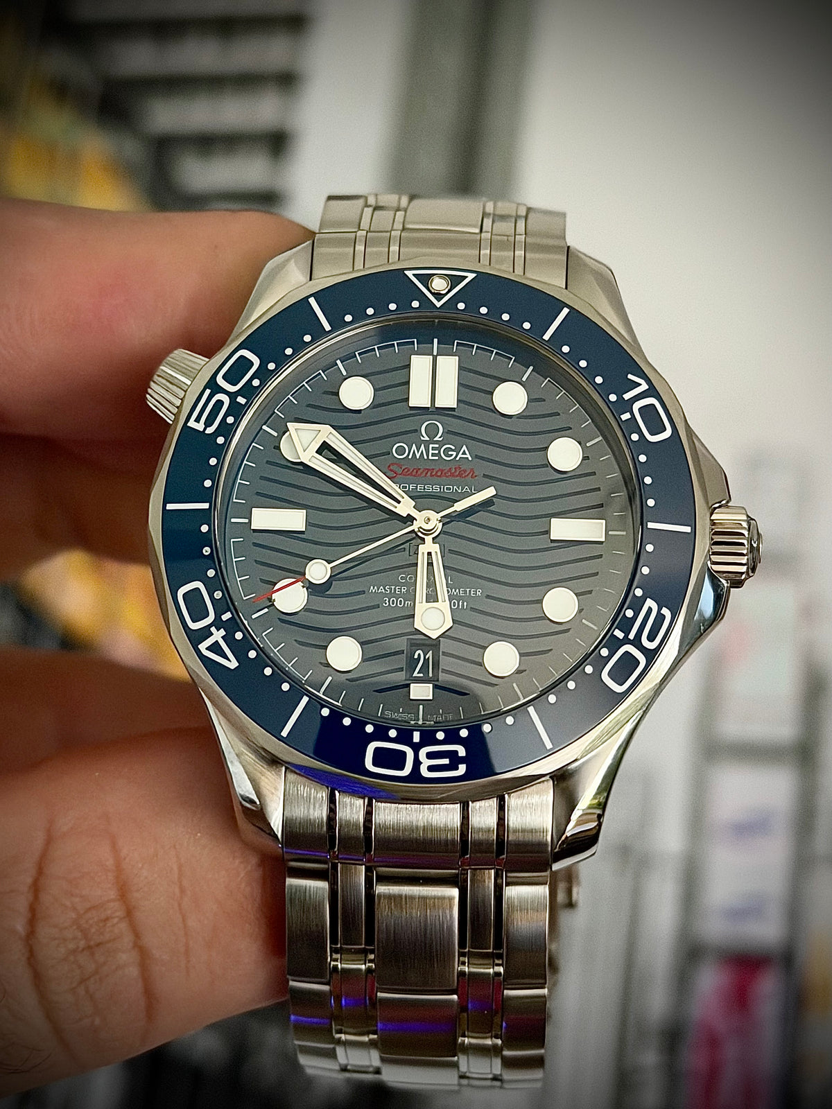 2024 OMEGA SEAMASTER DIVER 300M, 210.30.42.20.03.001, BLUE DIAL, STEEL BRACELET, FULL SET, INC GST