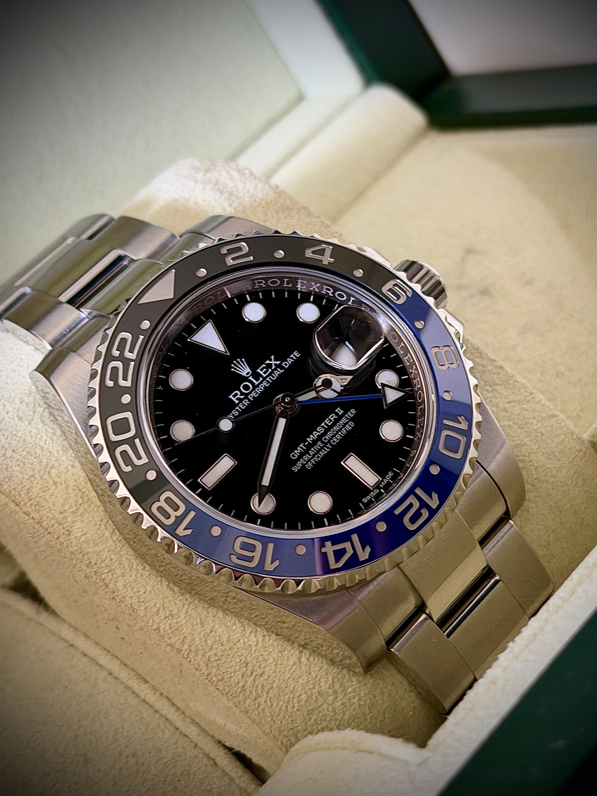 2013 ROLEX GMT-MASTER II “BATMAN”, 116710BLNR, BOX & PAPERS, EXCELLENT CONDITION, INC GST
