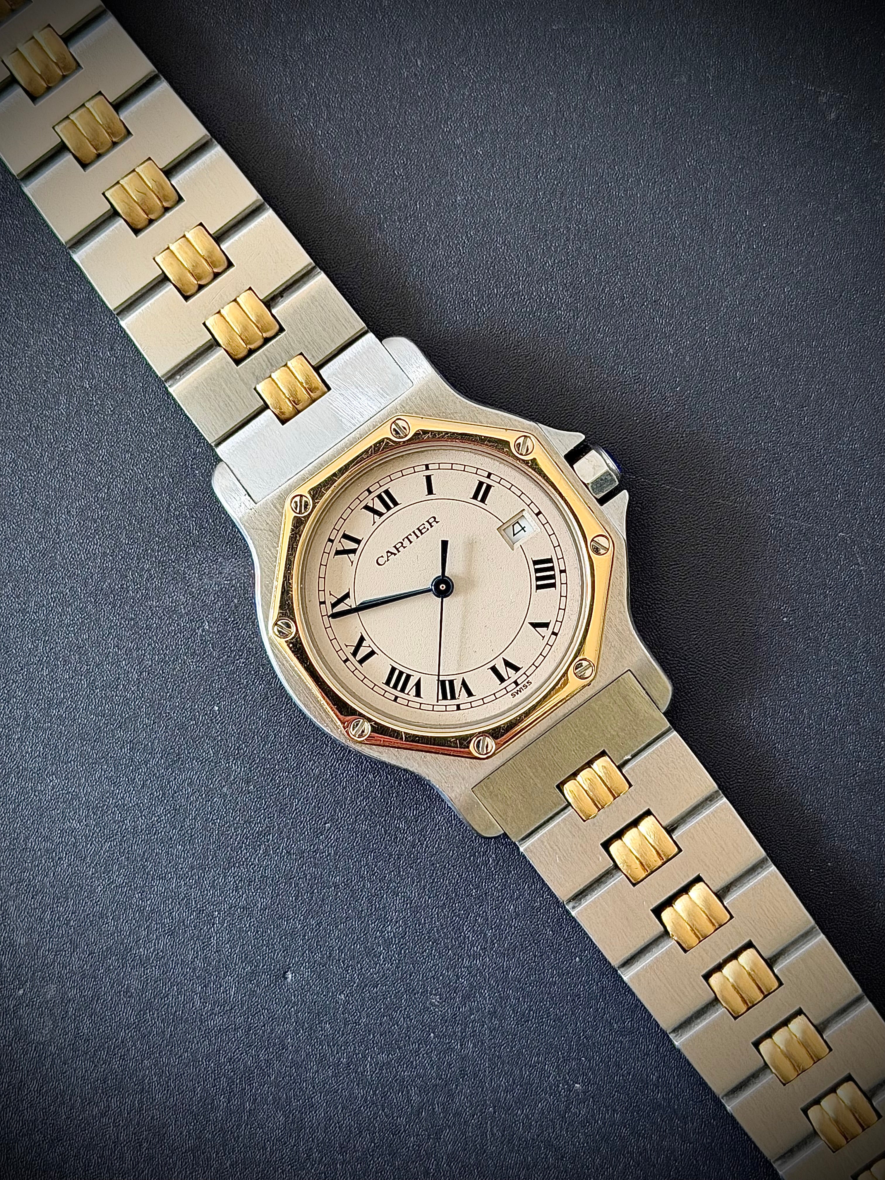 1990s CARTIER SANTOS OCTAGON, 187902, 30MM, WATCH ONLY, INC GST