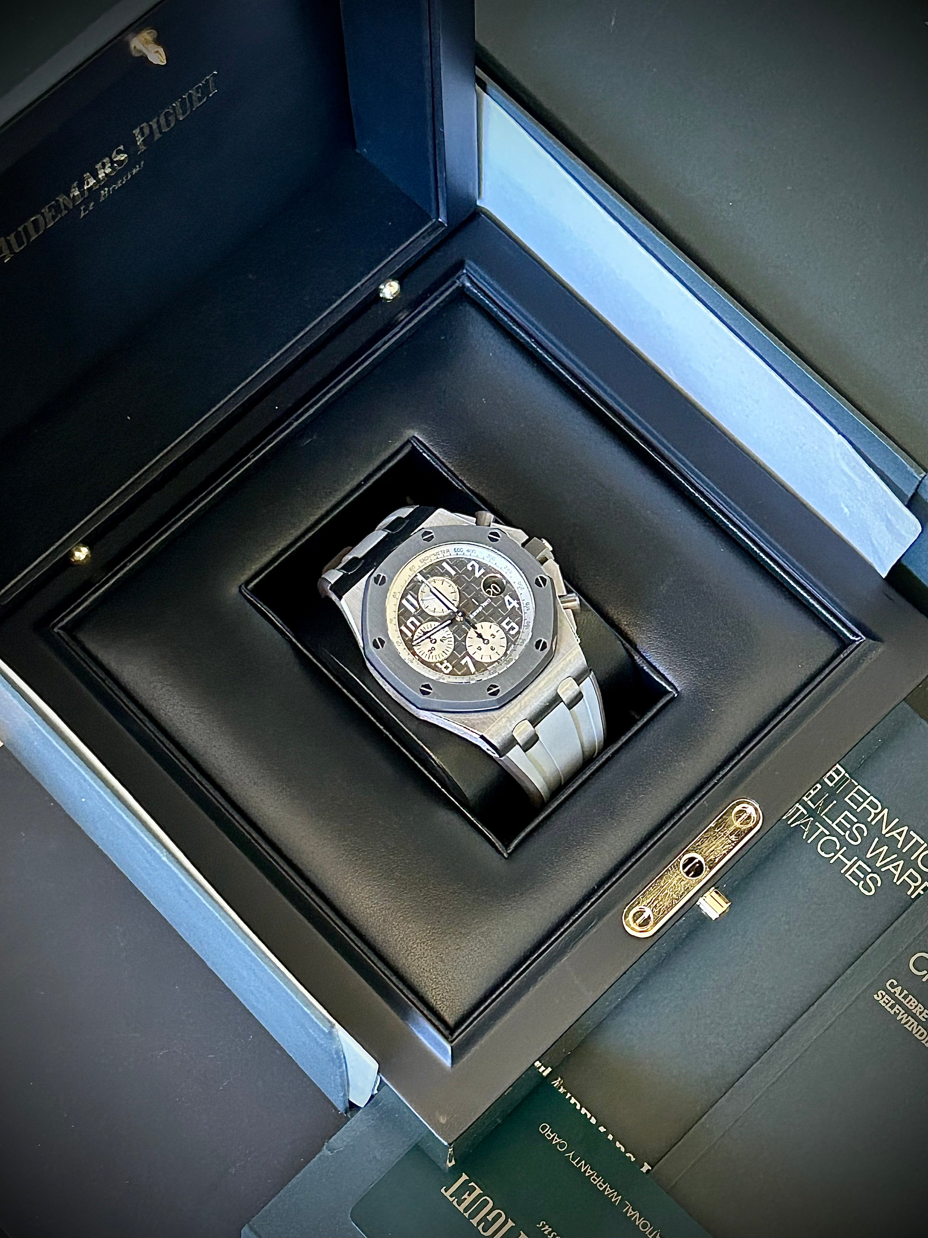 2020 AUDEMARS PIGUET ROYAL OAK OFFSHORE CHRONOGRAPH, 26470IO, “GHOST”, TITANIUM, FULL SET, INC GST