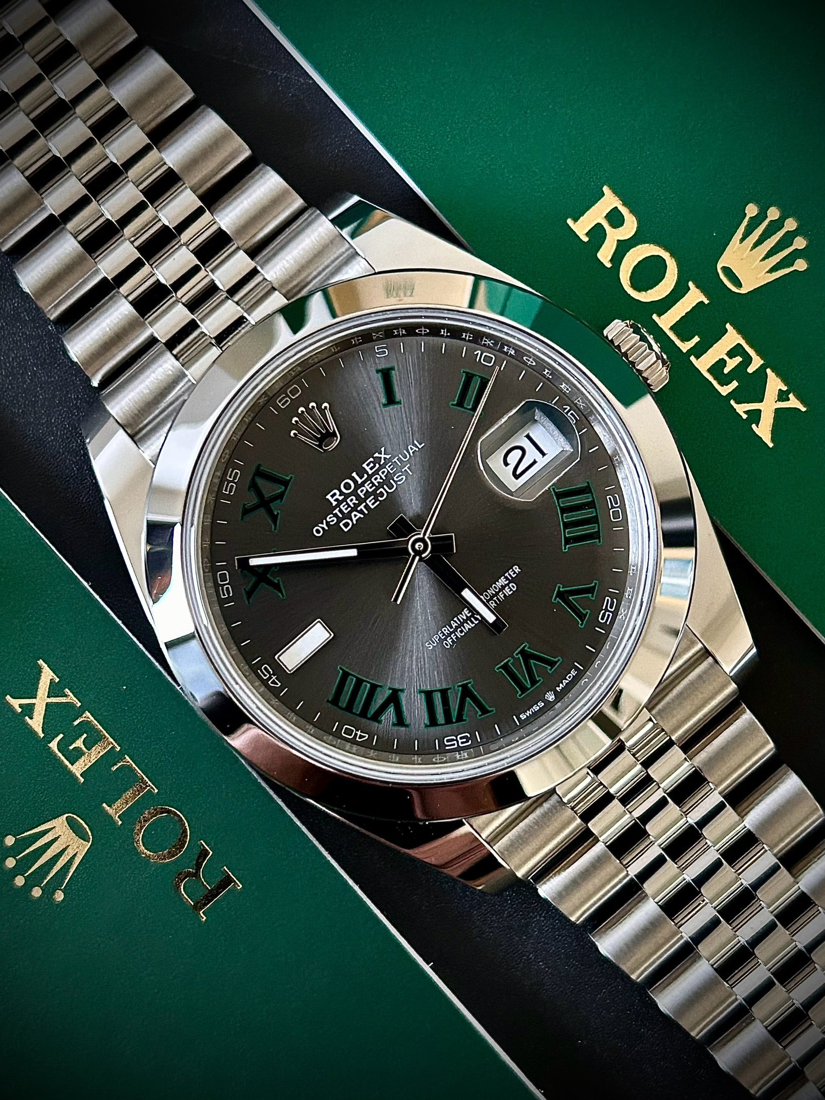 2025 ROLEX DATEJUST 41 WIMBLEDON, 126300, FULL SET, INC GST