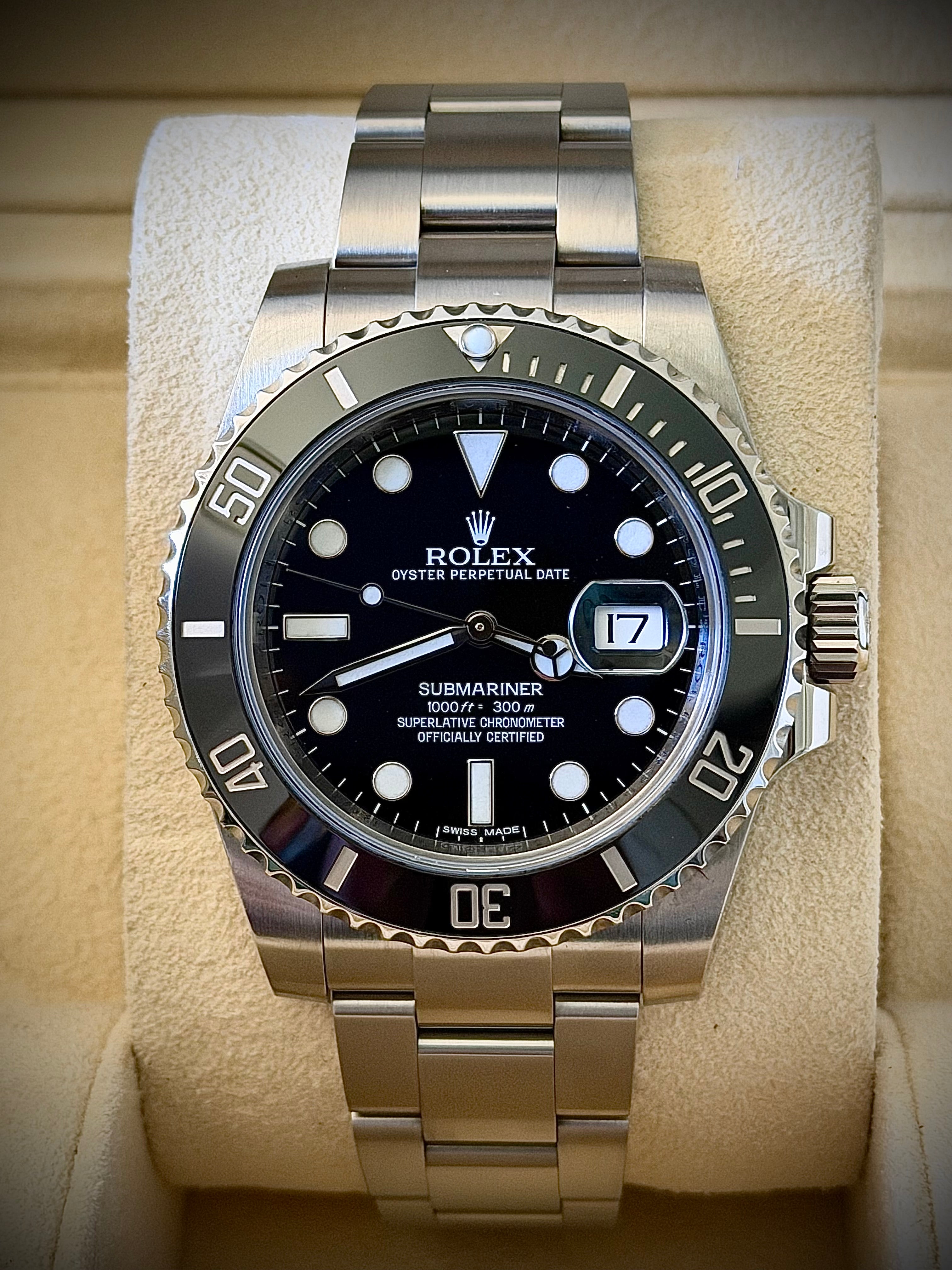 2014 ROLEX SUBMARINER DATE, 116610LN, ONE OWNER, FULL SET, LOCAL STOCK, INC GST