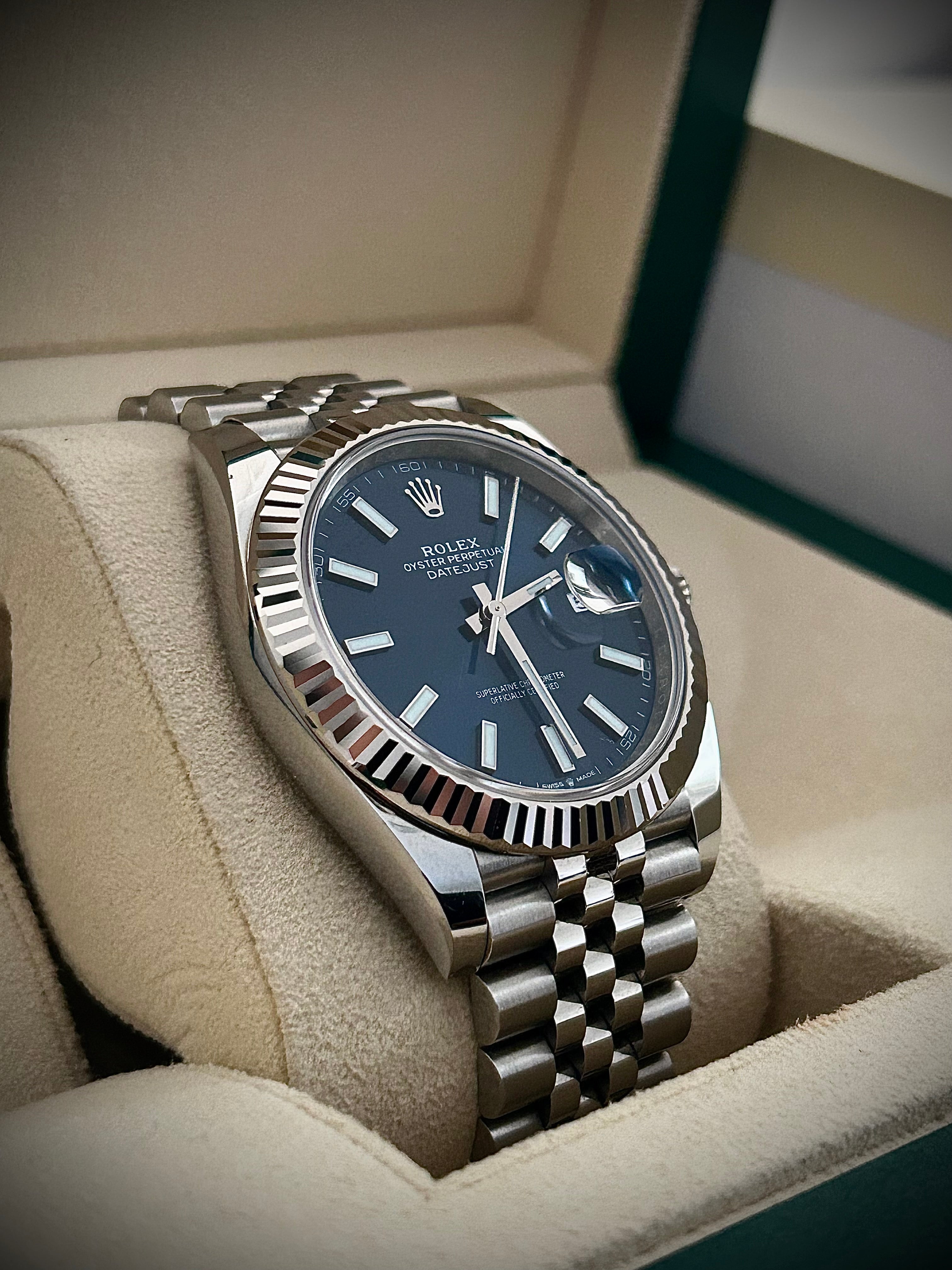 2023 ROLEX DATEJUST 41, BLUE DIAL, 126334, FULL SET, INC GST