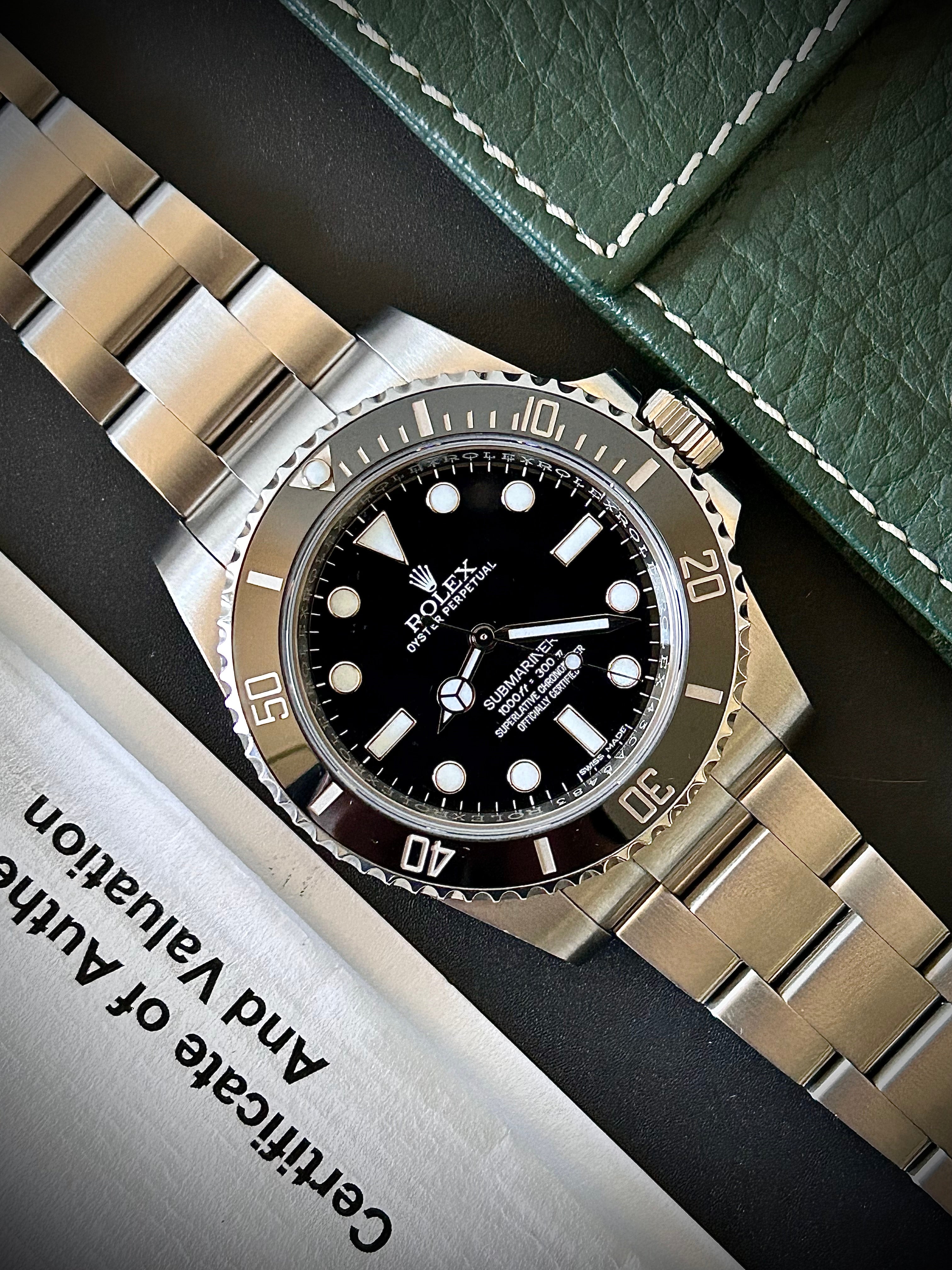 ROLEX SUBMARINER NO DATE, 114060, WATCH AND AUTHENTICITY CERTIFICATE, INC GST