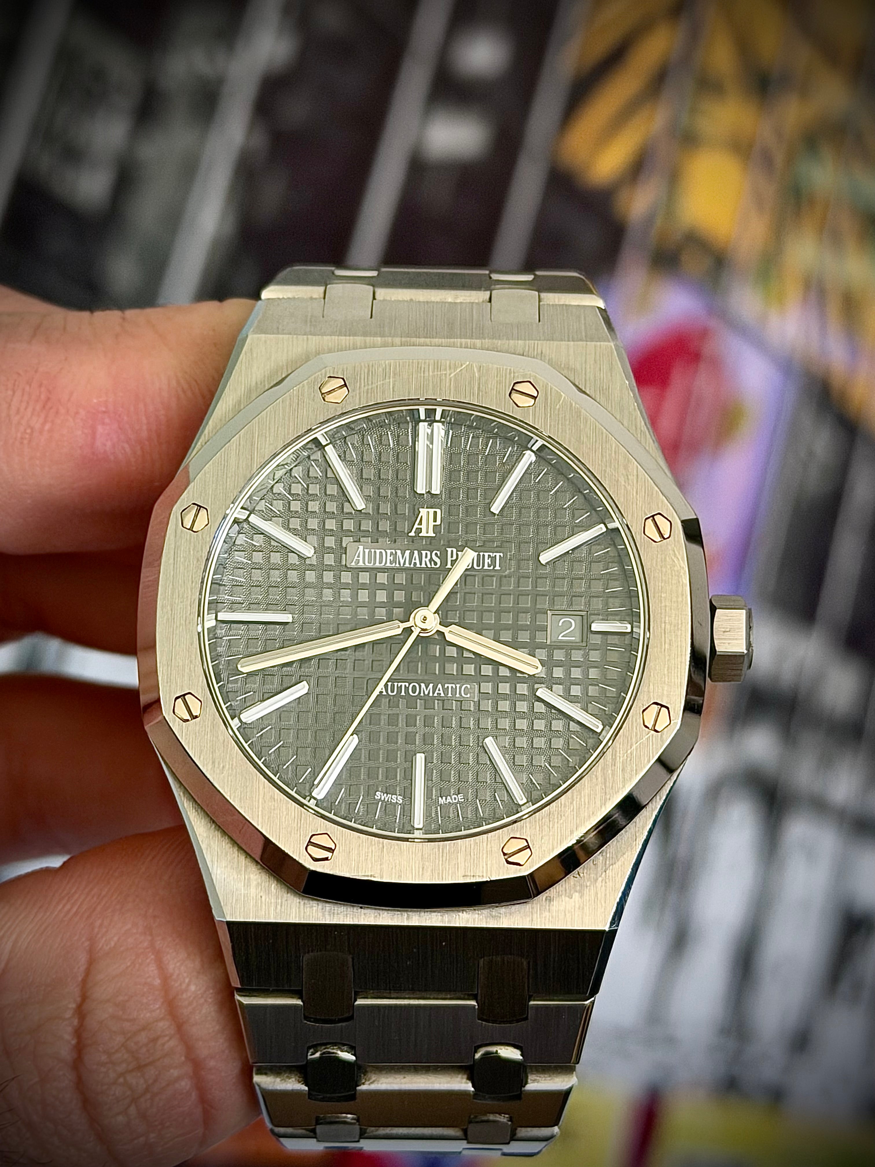 2019 AUDEMARS PIGUET ROYAL OAK 41, 15400ST.OO.1220ST.04, GREY RUTHENIUM DIAL, FULL SET, 2025 AP SERVICE, INC GST