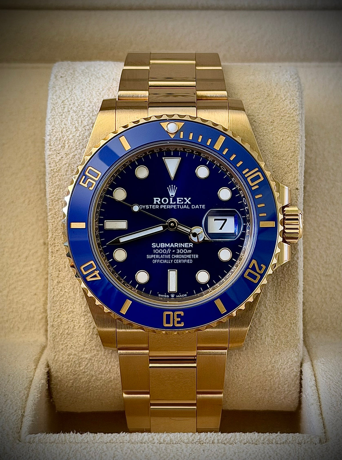 2022 ROLEX SUBMARINER DATE “BLUESY”, 126618LB, 18CT YELLOW GOLD, BLUE DIAL, FULL SET, INC GST