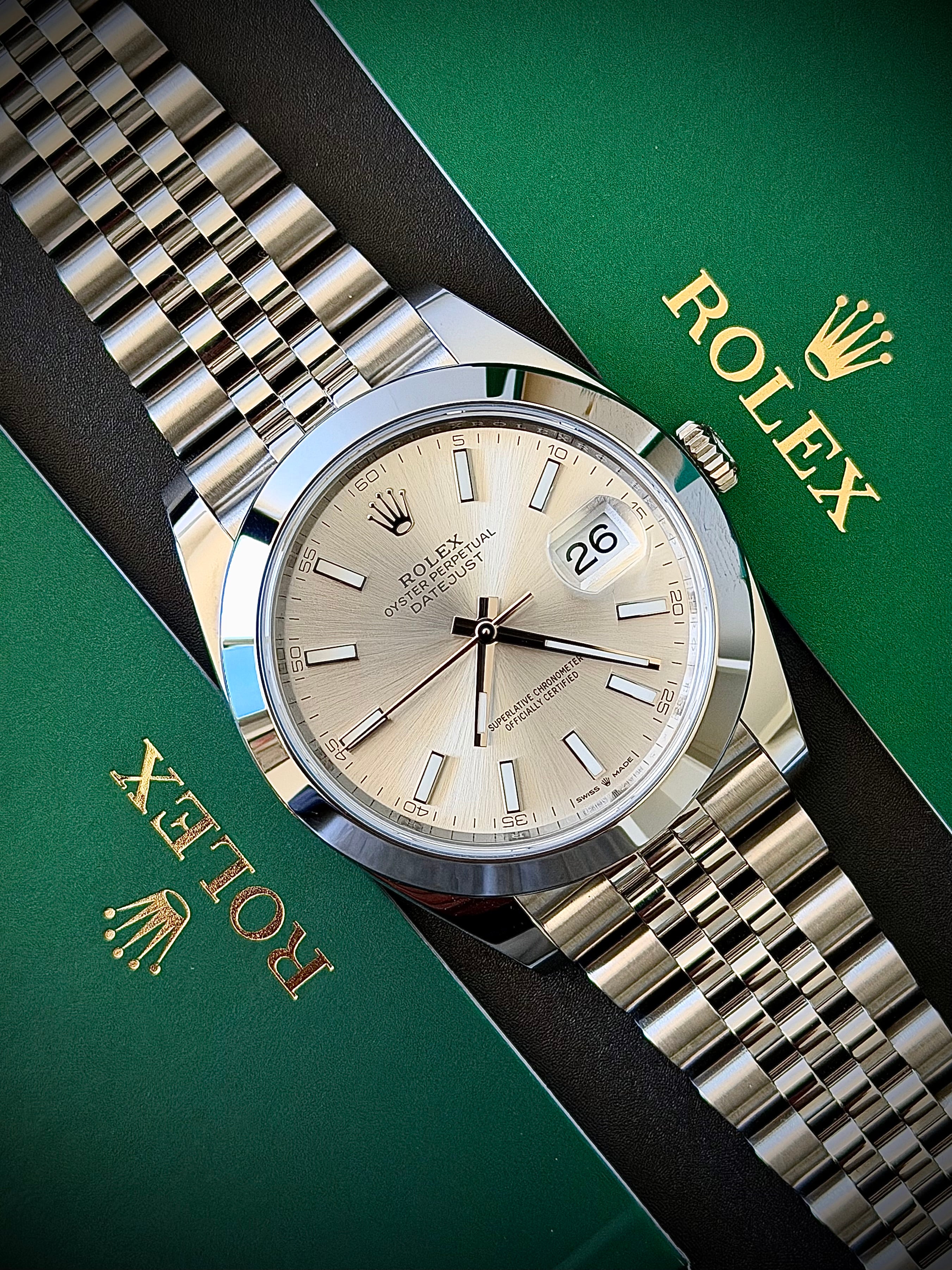 2025 ROLEX DATEJUST 41, SILVER DIAL, 126300, FULL SET, INC GST