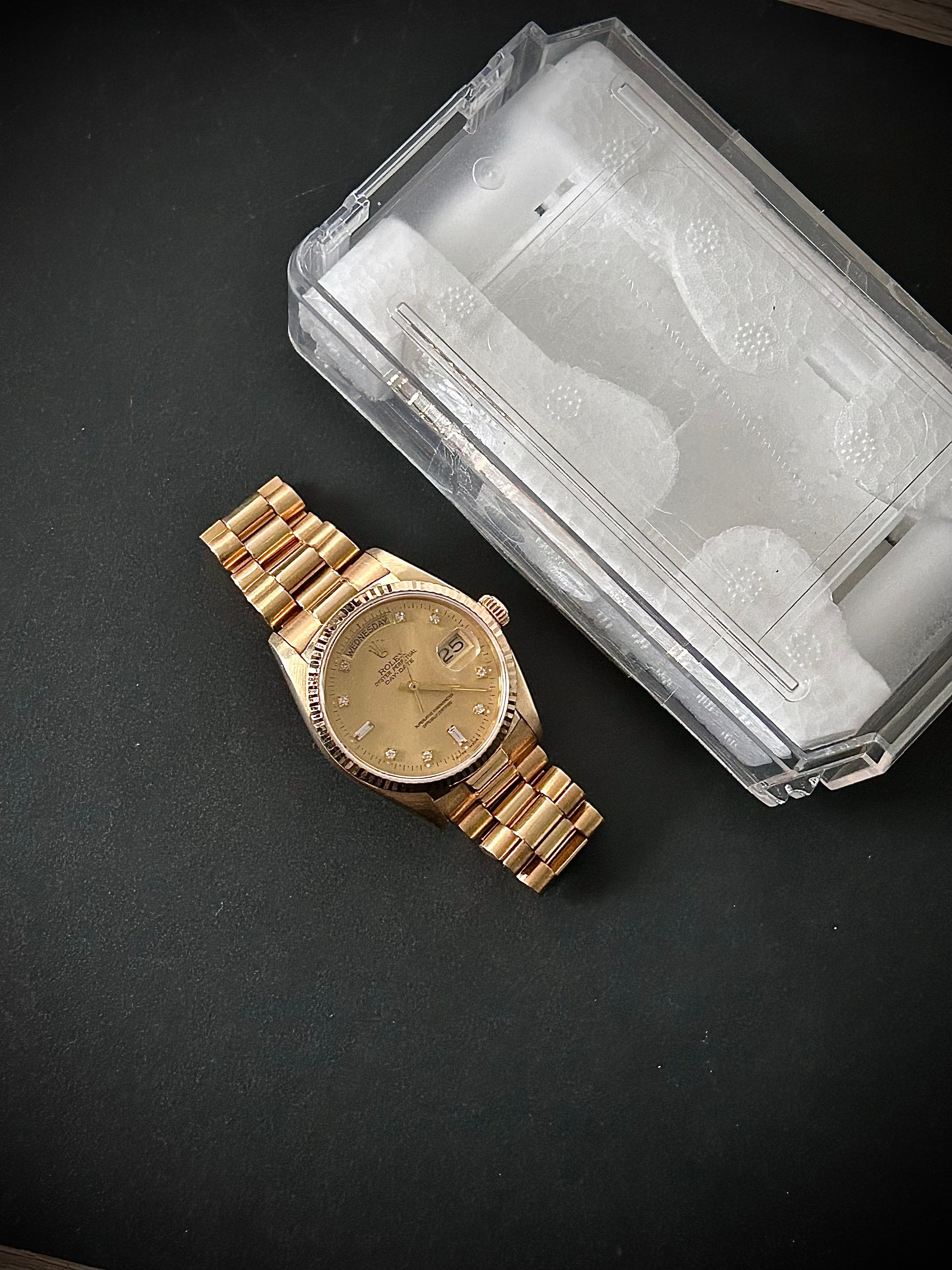 1990 ROLEX DAY-DATE, 18038, DIAMOND DIAL, WATCH ONLY, GST