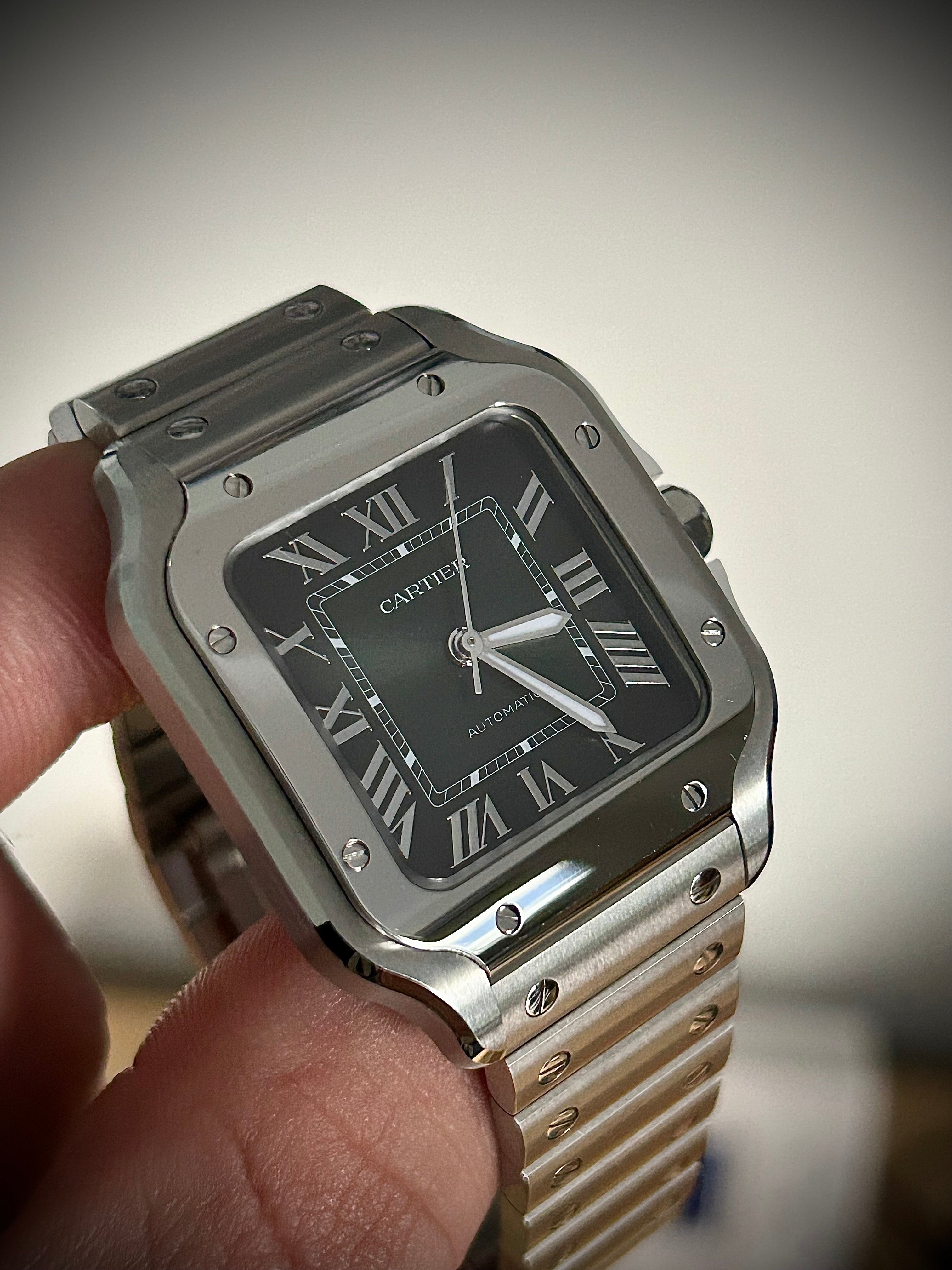 2024 CARTIER SANTOS DE CARTIER GREEN MEDIUM, BOX AND PAPERS, INC GST