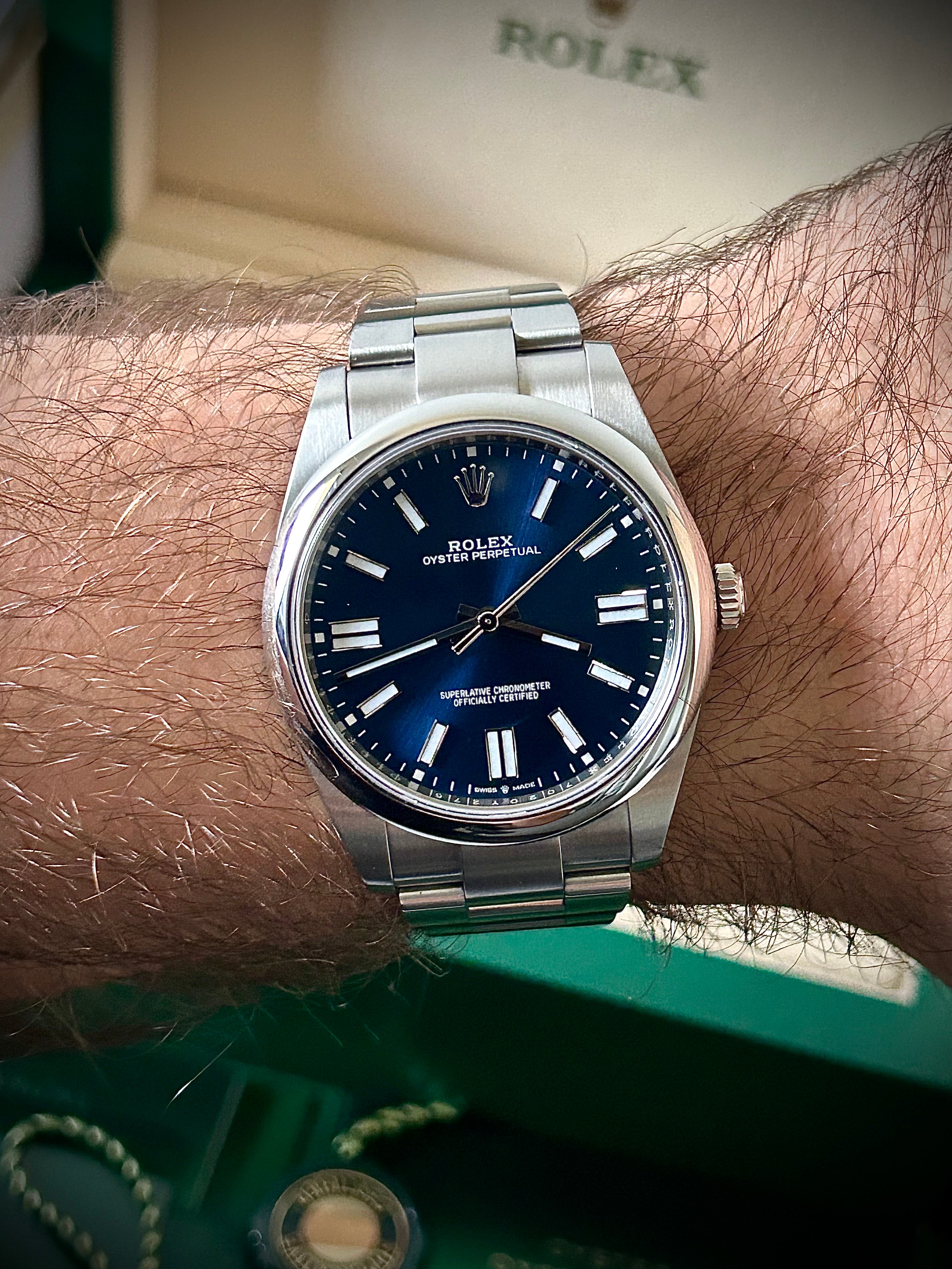 2023 ROLEX OYSTER PERPETUAL 41, BLUE DIAL, FULL SET, INC GST