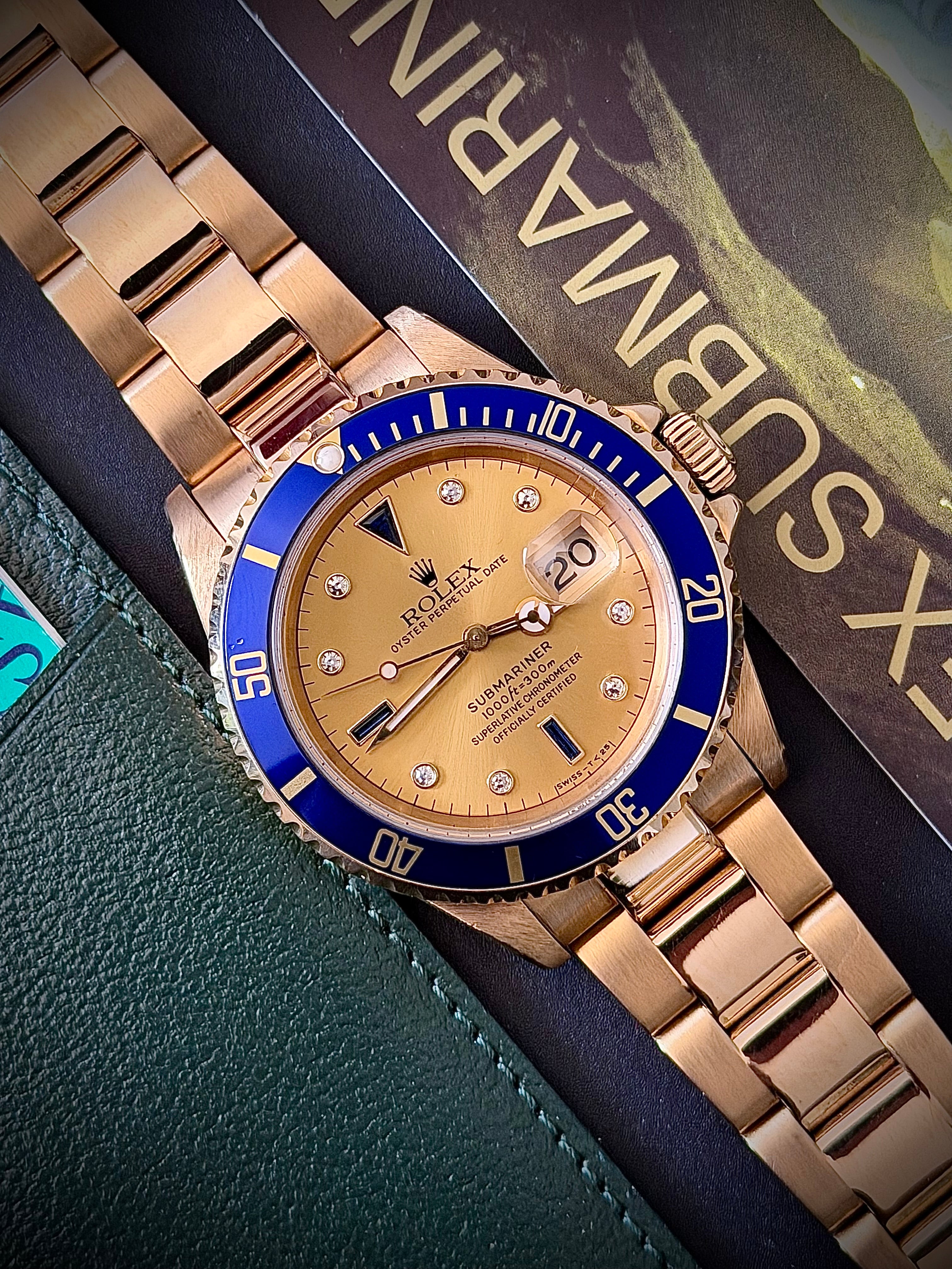 1988 ROLEX SUBMARINER, 16618, SULTAN DIAL, BOX AND BOOKLETS, INC GST