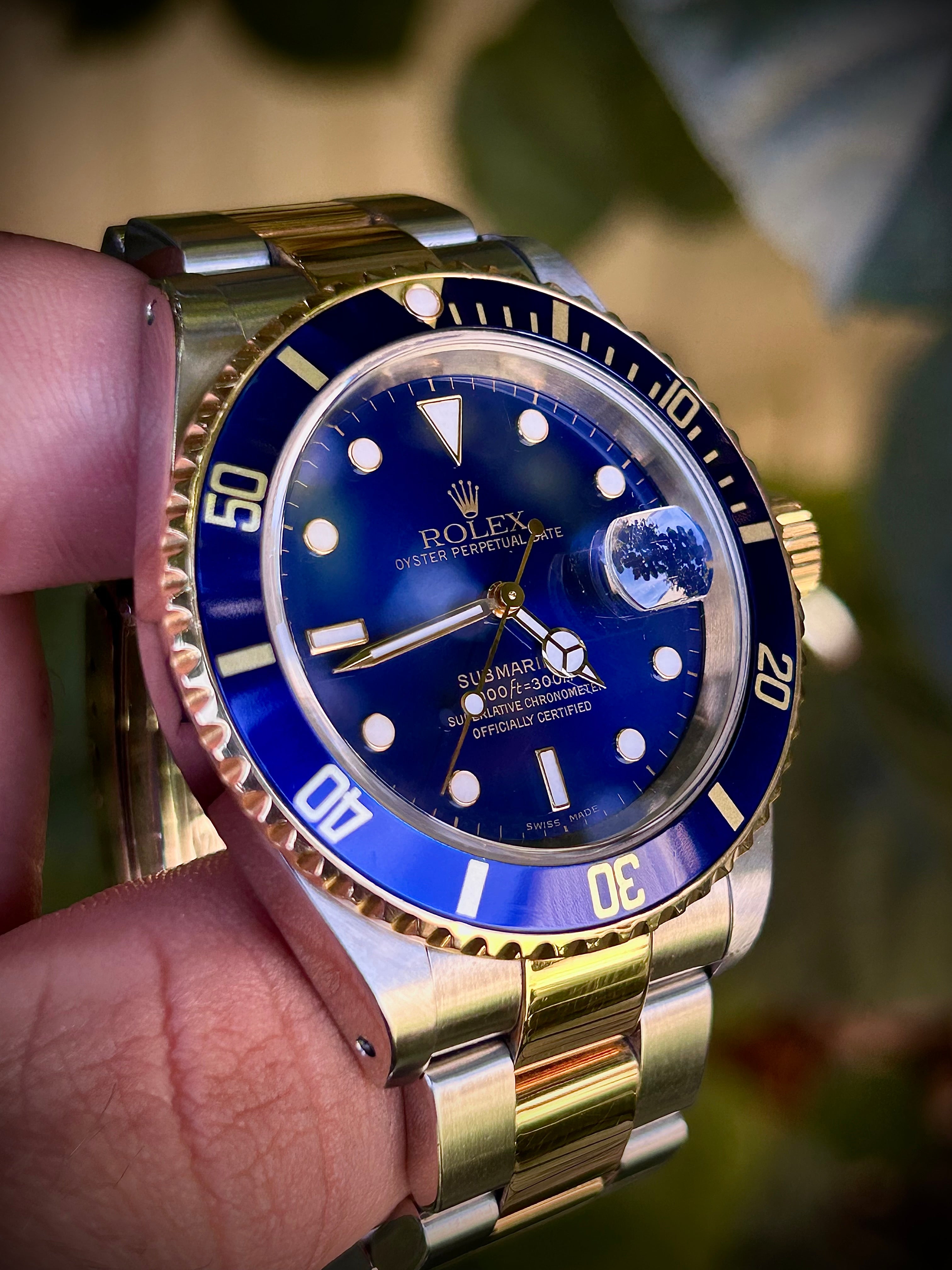 2002 ROLEX SUBMARINER DATE “BLUESY”, 16613, FULL SET, INC GST