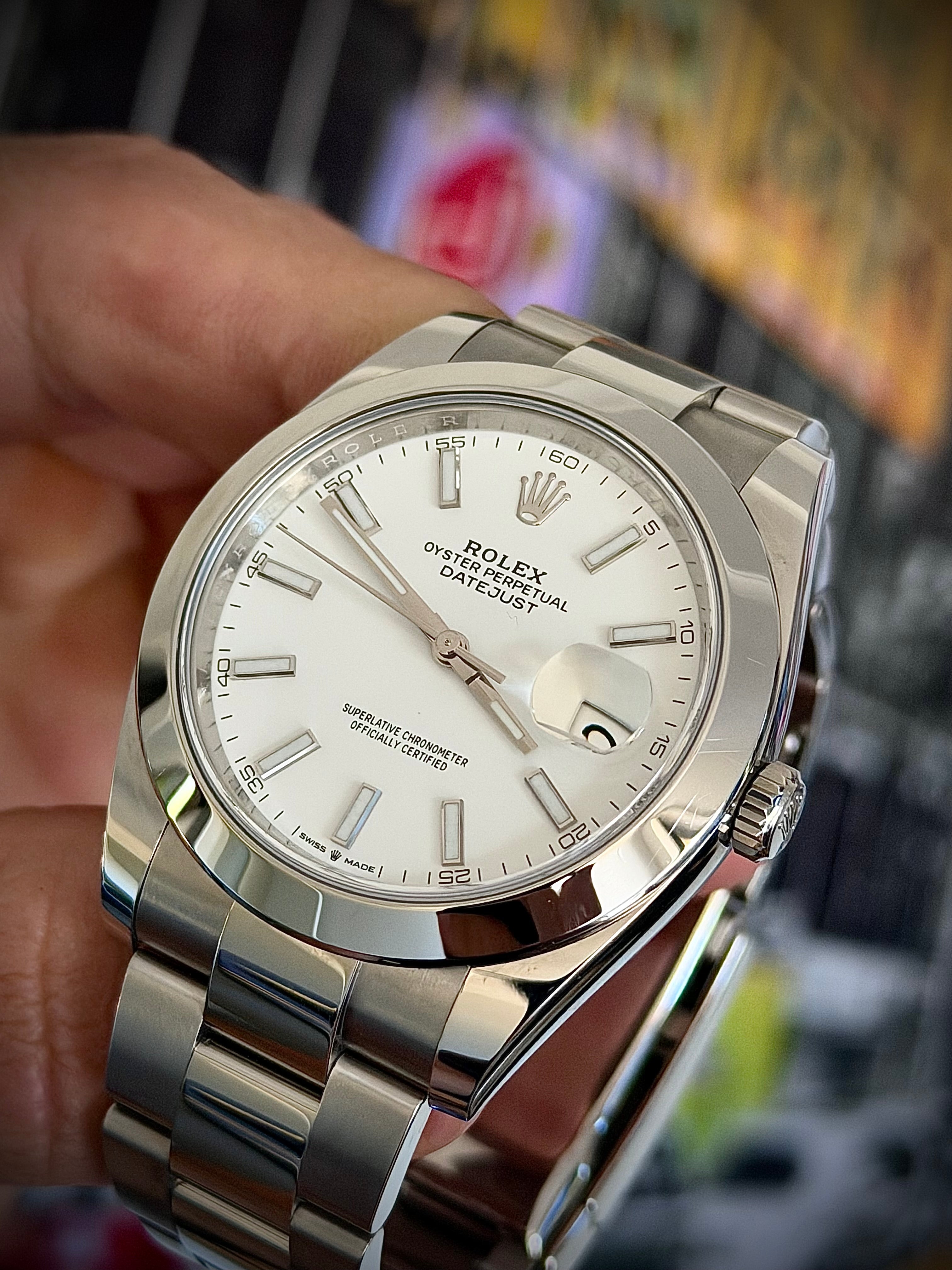 2021 ROLEX DATEJUST 41, WHITE DIAL, 126300, FULL SET, INC GST