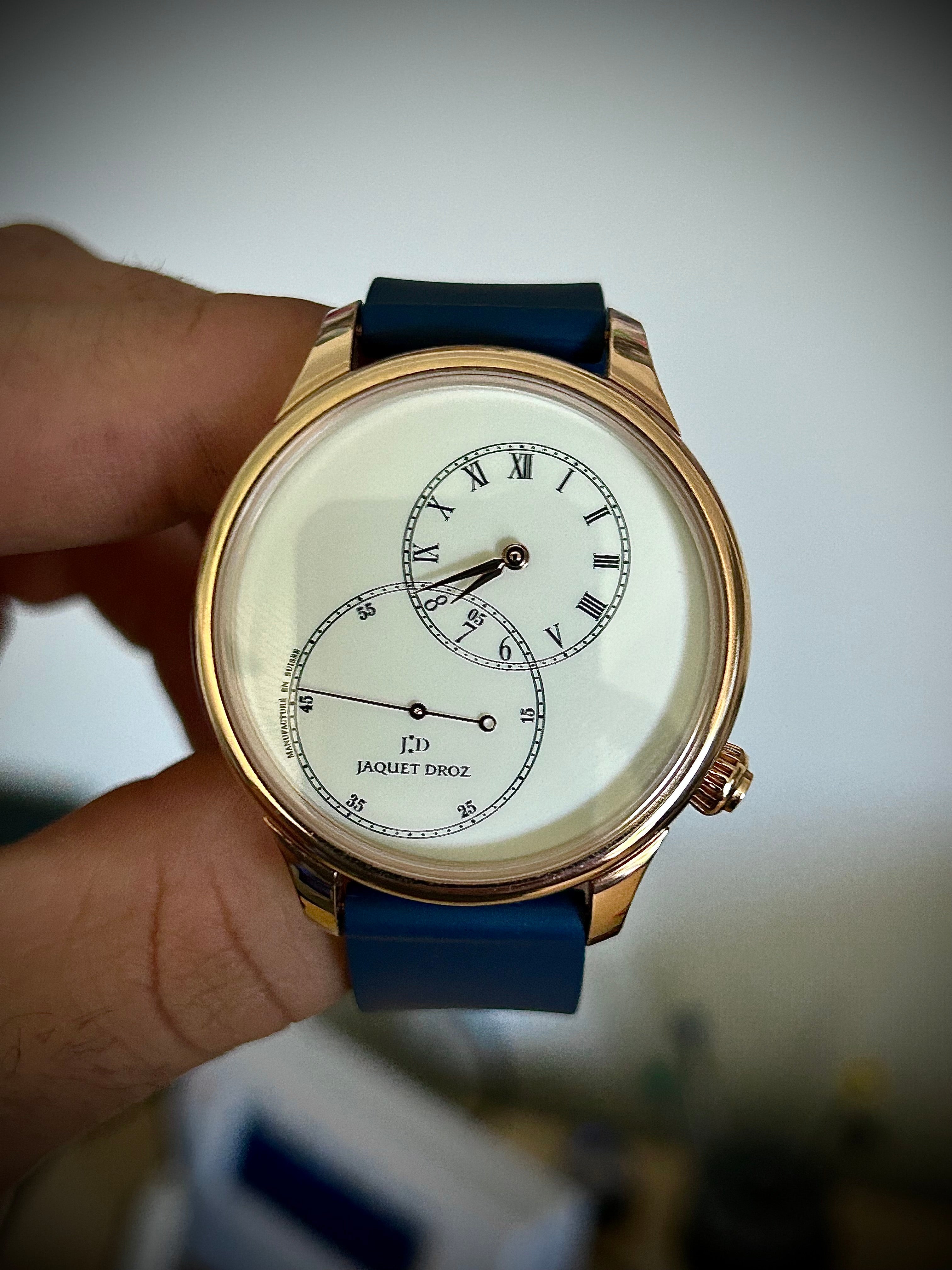 2022 JAQUET-DROZ GRANDE SECONDE OFF CENTRED IVORY ENAMEL DIAL, FULL SET, INC GST