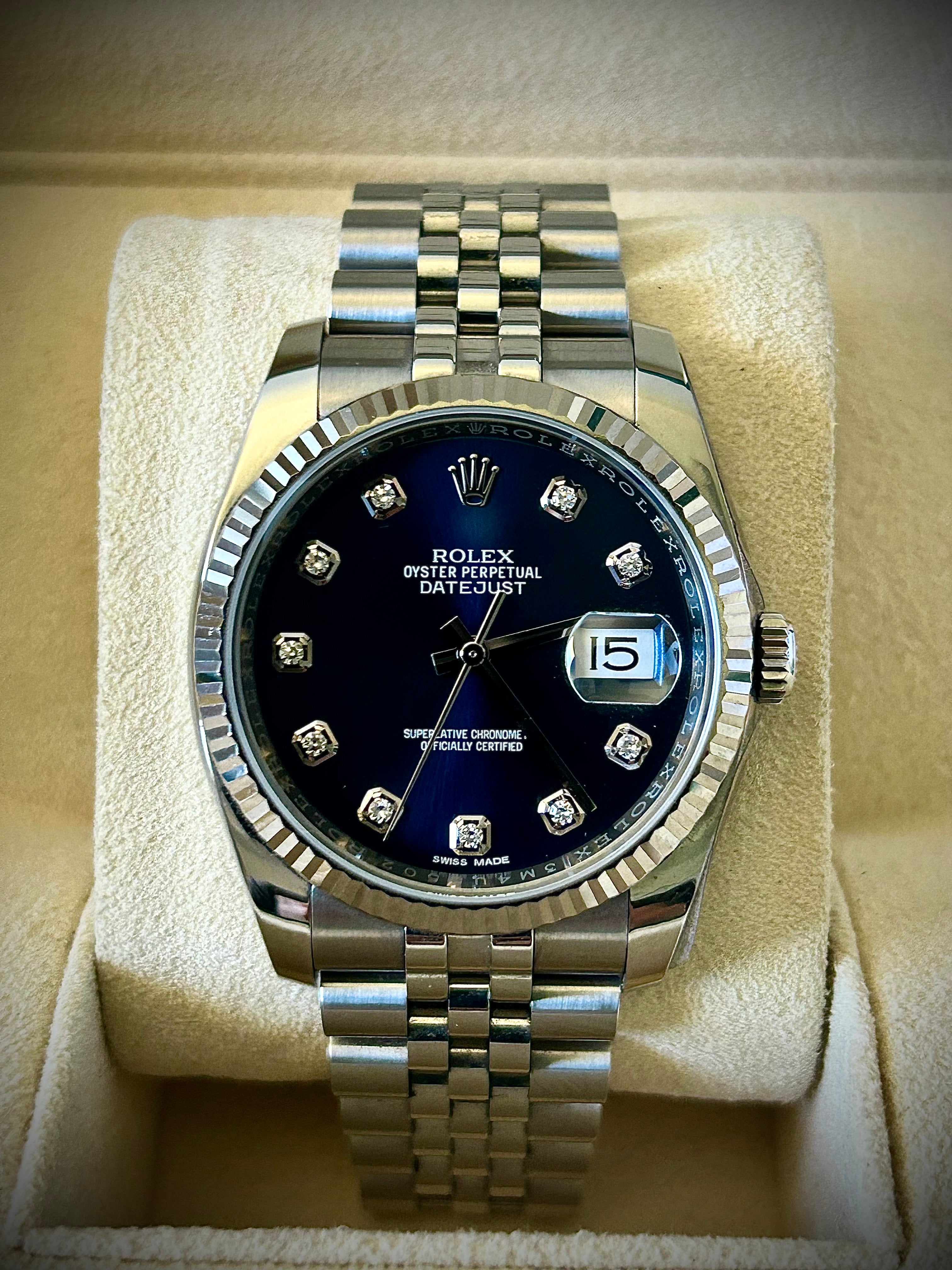 2017 ROLEX DATEJUST 36, 116234, BLUE DIAMOND  DIAL, FULL SET, INC GST