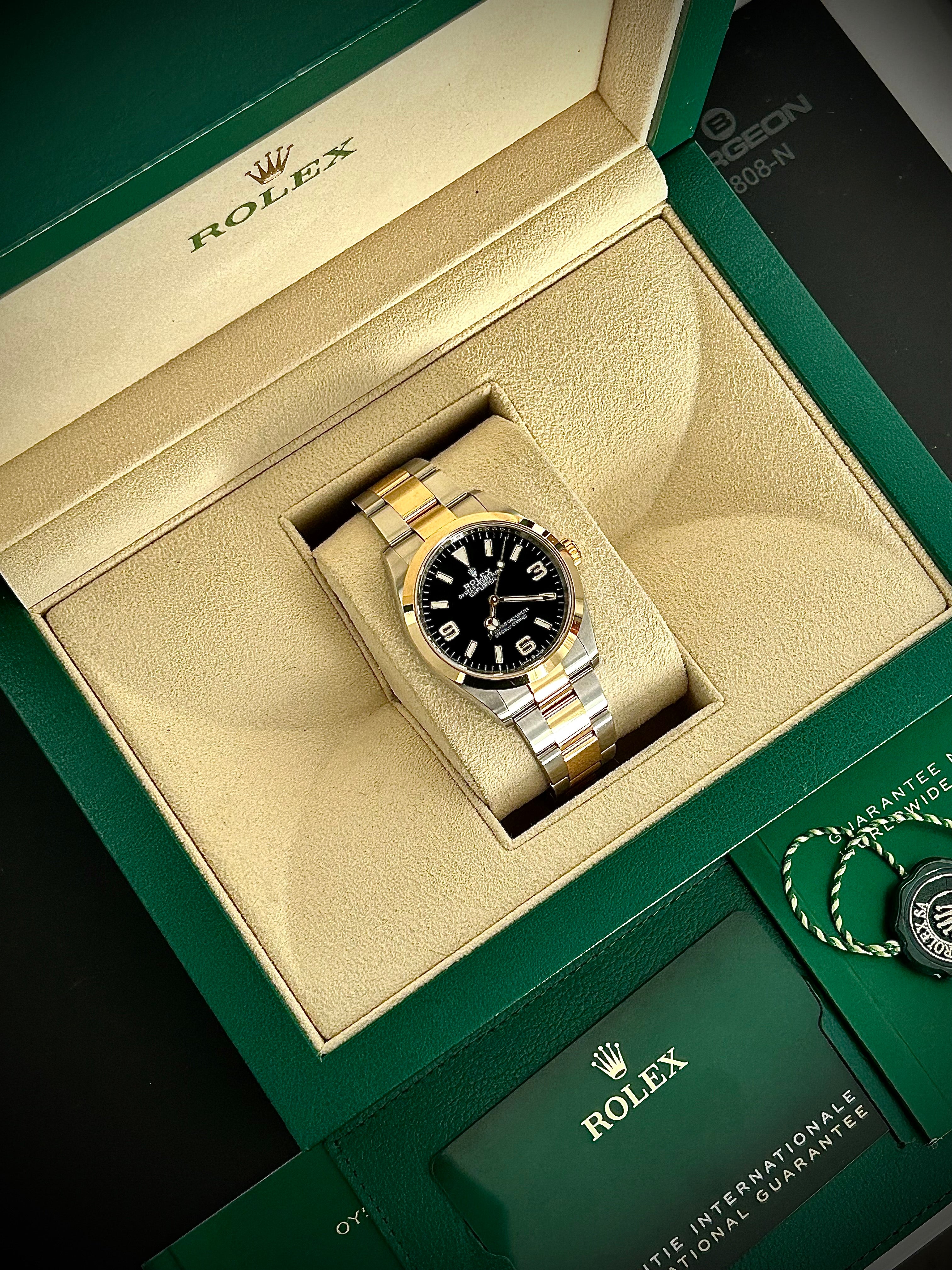 2024 ROLEX EXPLORER 36 TWO TONE, 124273, FULL SET, INC GST