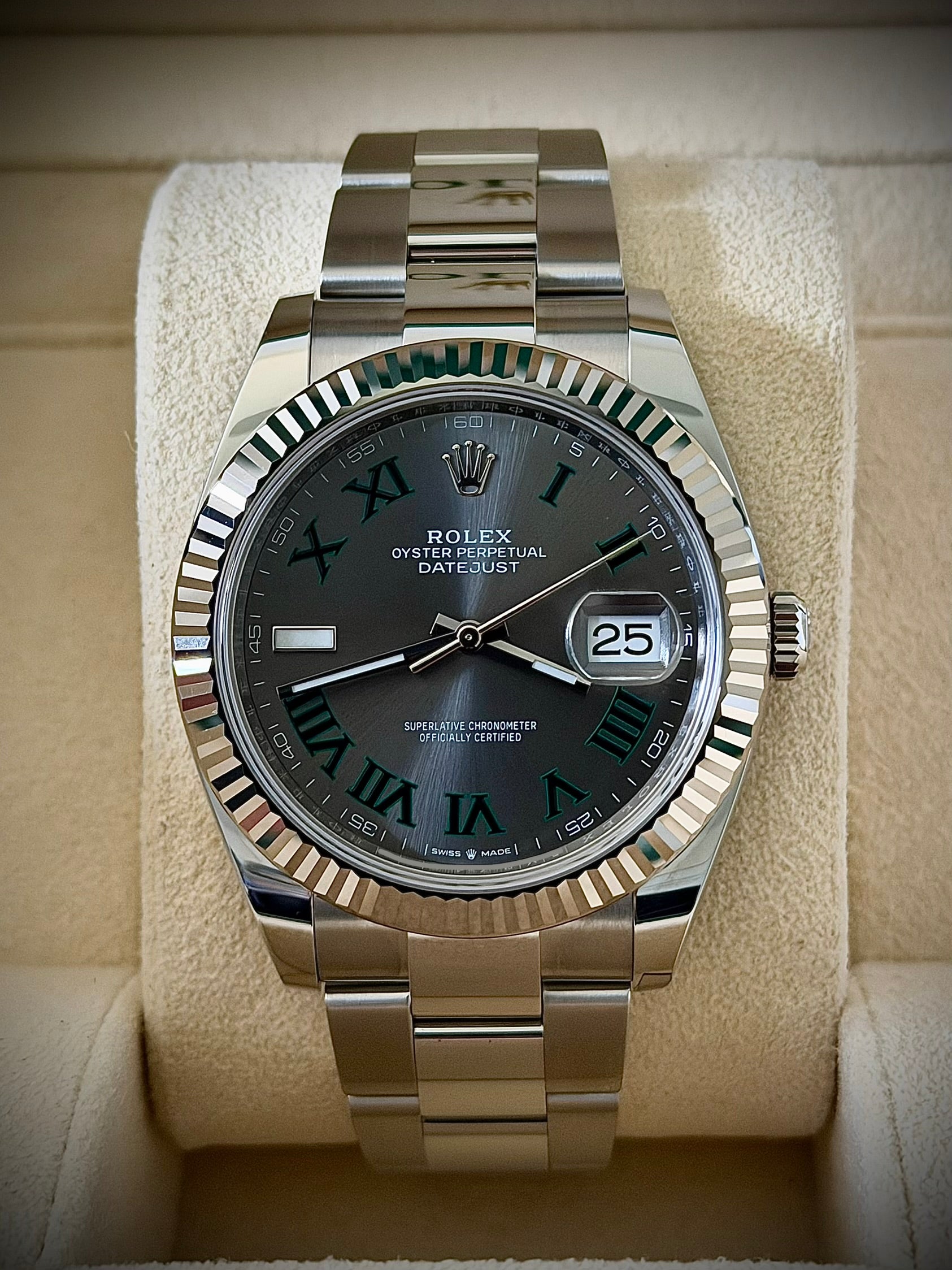 2024 ROLEX DATEJUST 41 “WIMBLEDON”, 126334, FLUTED BEZEL, OYSTER BRACELET, FULL SET, INC GST