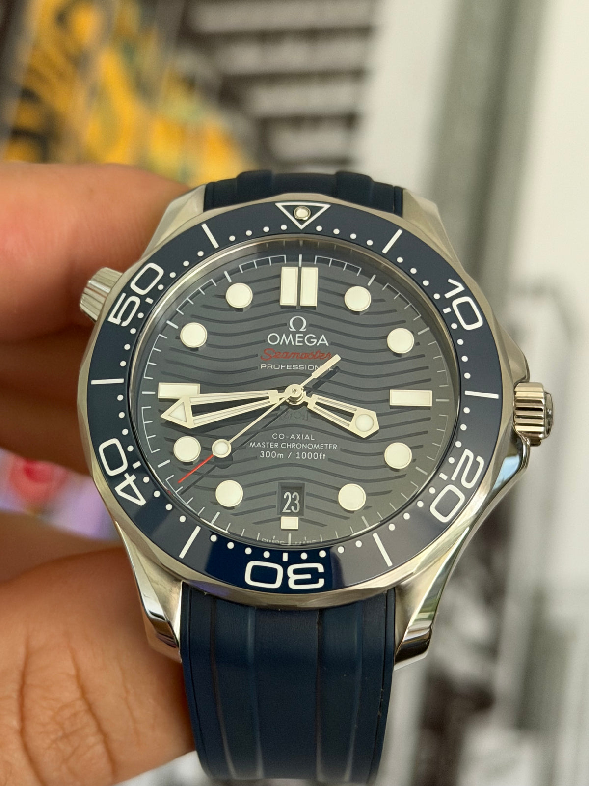 2024 OMEGA SEAMASTER DIVER 300M, 210.32.42.20.03.001, BLUE DIAL, BLUE RUBBER STRAP, FULL SET, INC GST