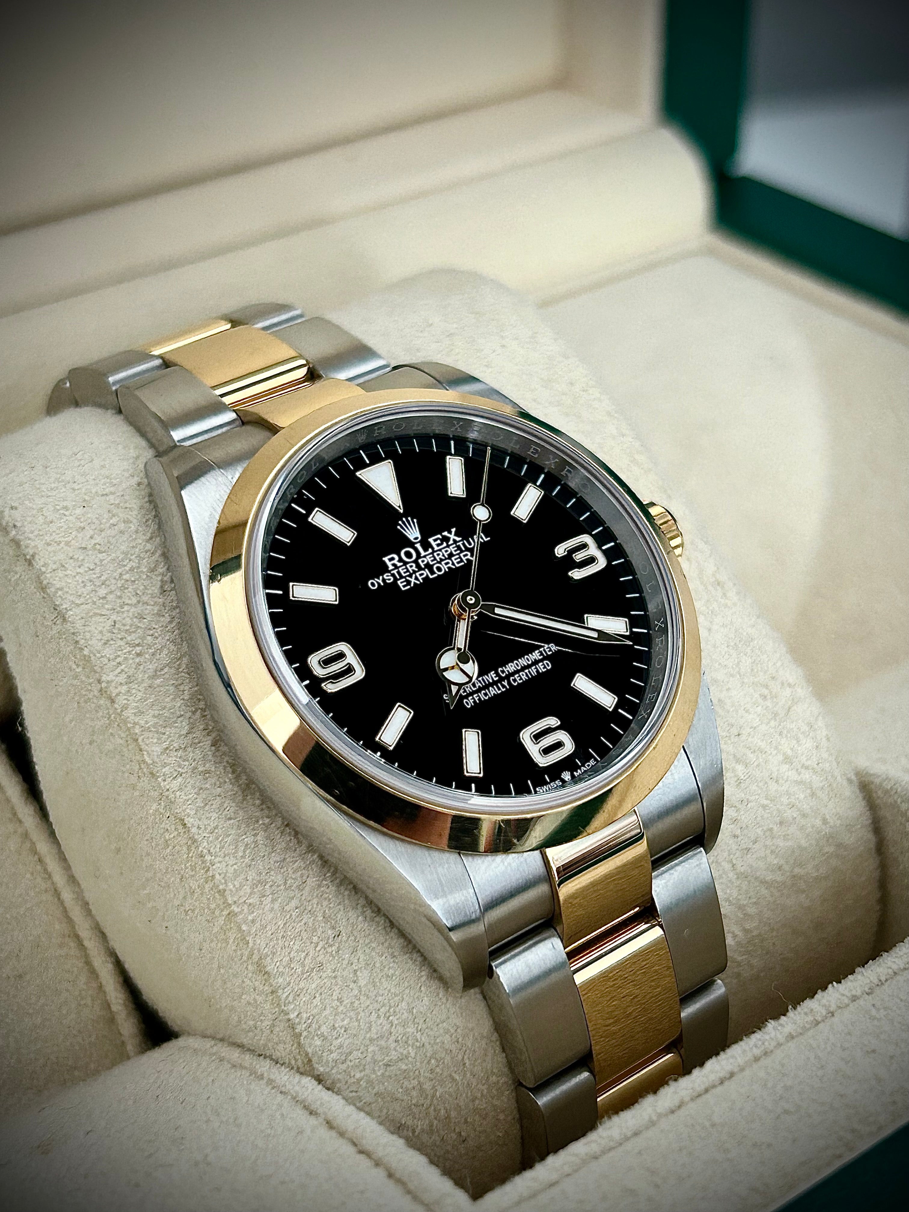2024 ROLEX EXPLORER 36 TWO TONE, 124273, FULL SET, INC GST