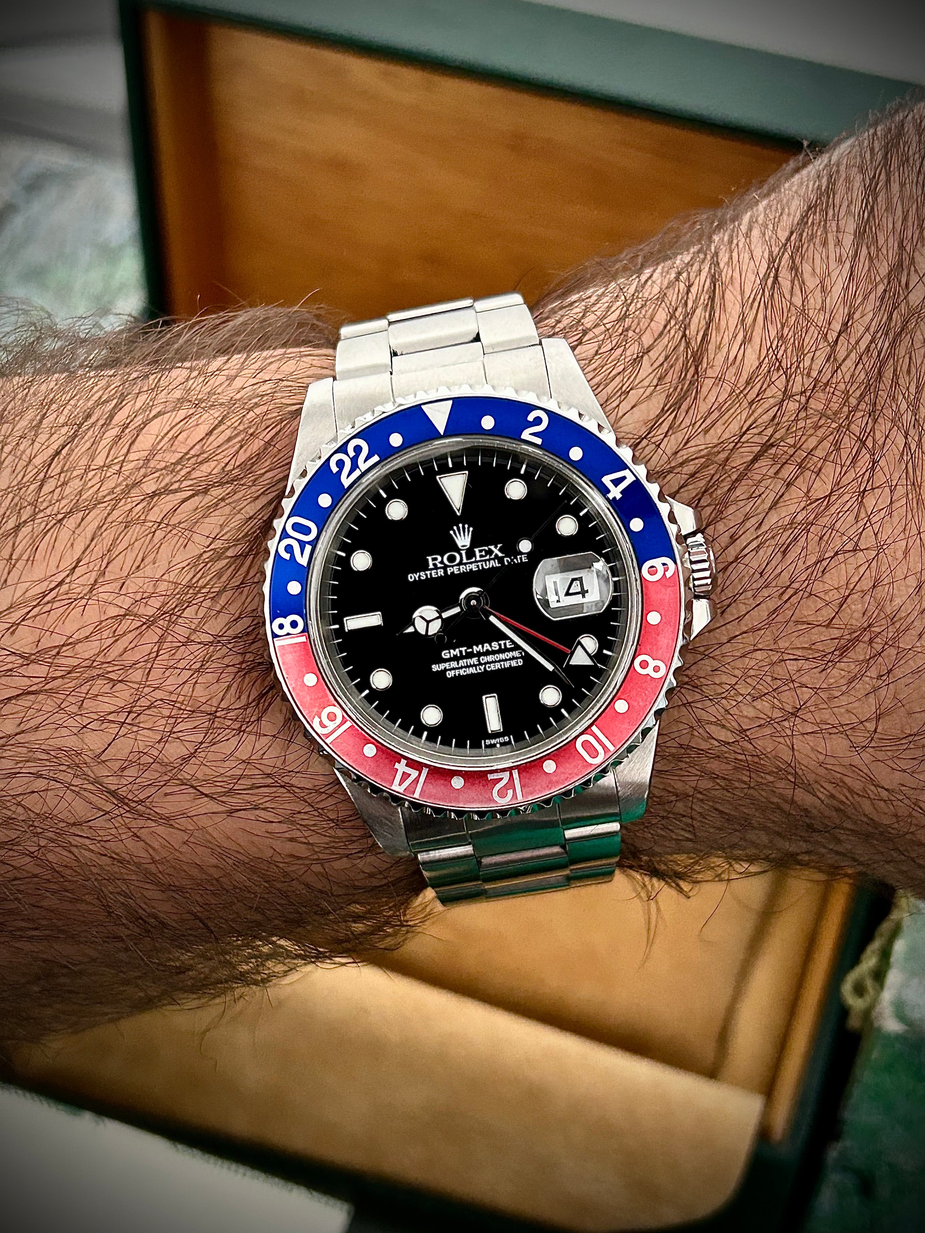 2000 ROLEX GMT MASTER II, PEPSI, 16700, FULL SET, INC GST