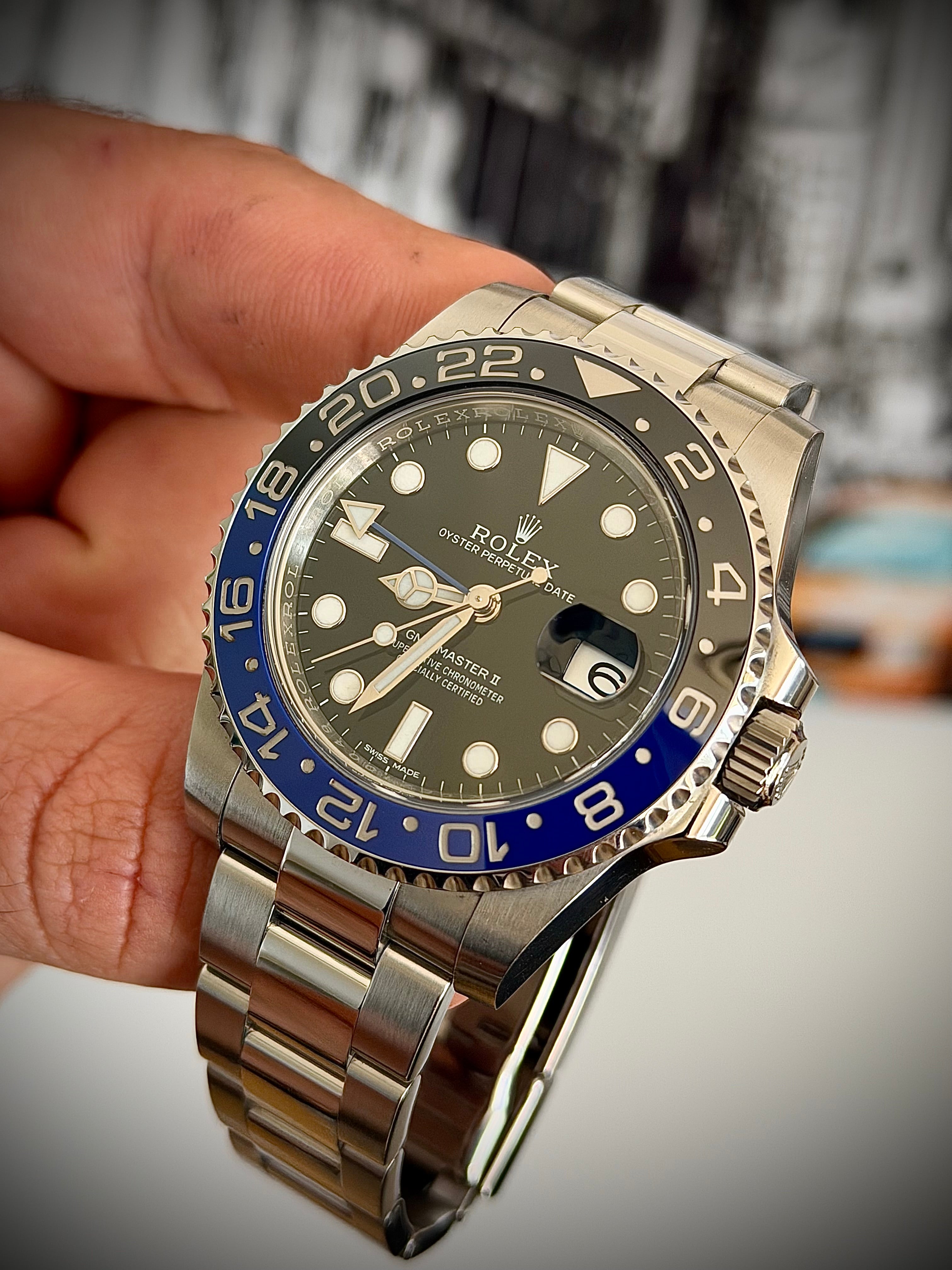 2015 ROLEX GMT MASTER II, BATMAN, 116710BLNR, BOX AND PAPERS, INC GST