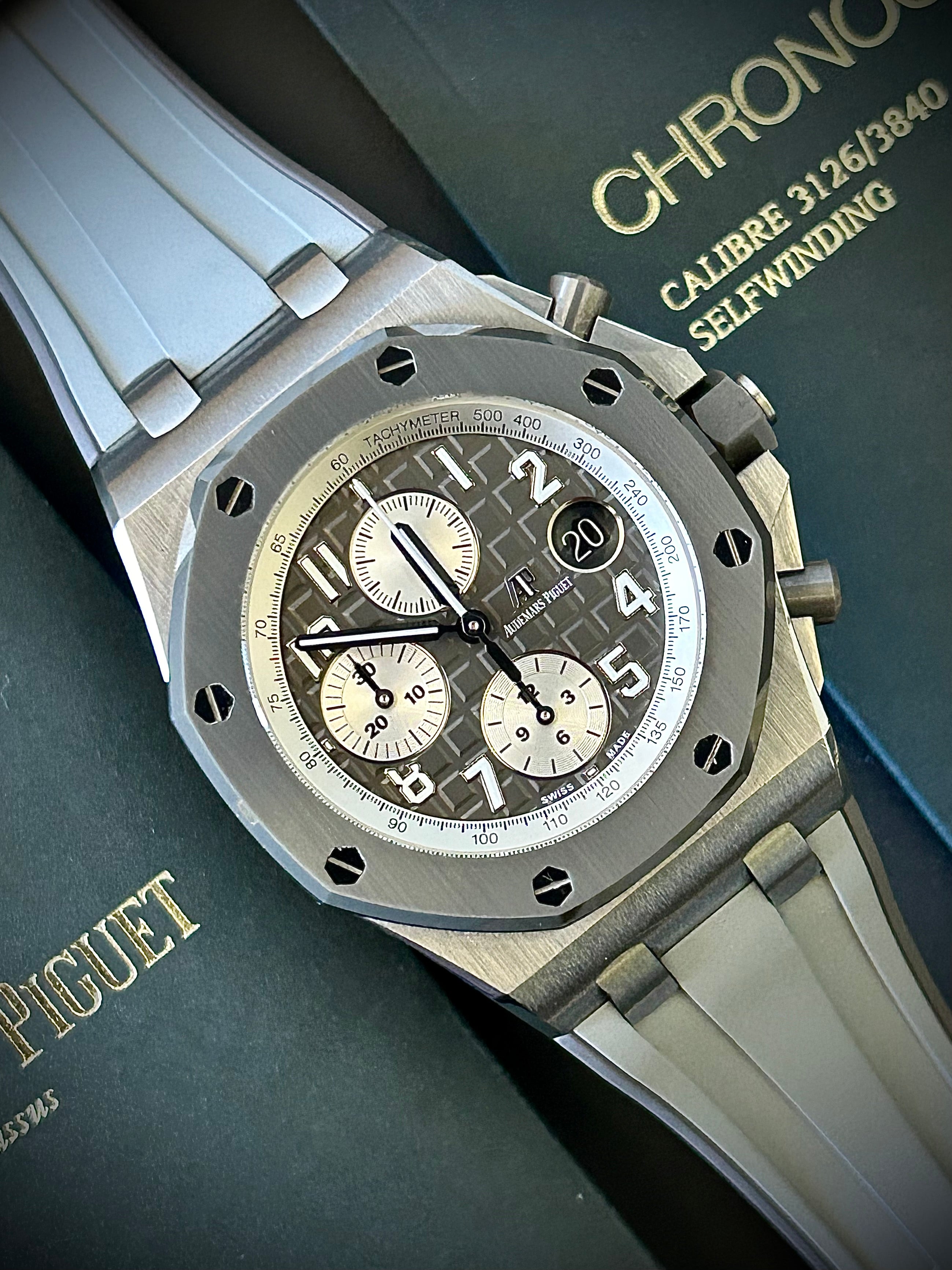 2020 AUDEMARS PIGUET ROYAL OAK OFFSHORE CHRONOGRAPH, 26470IO, “GHOST”, TITANIUM, FULL SET, INC GST