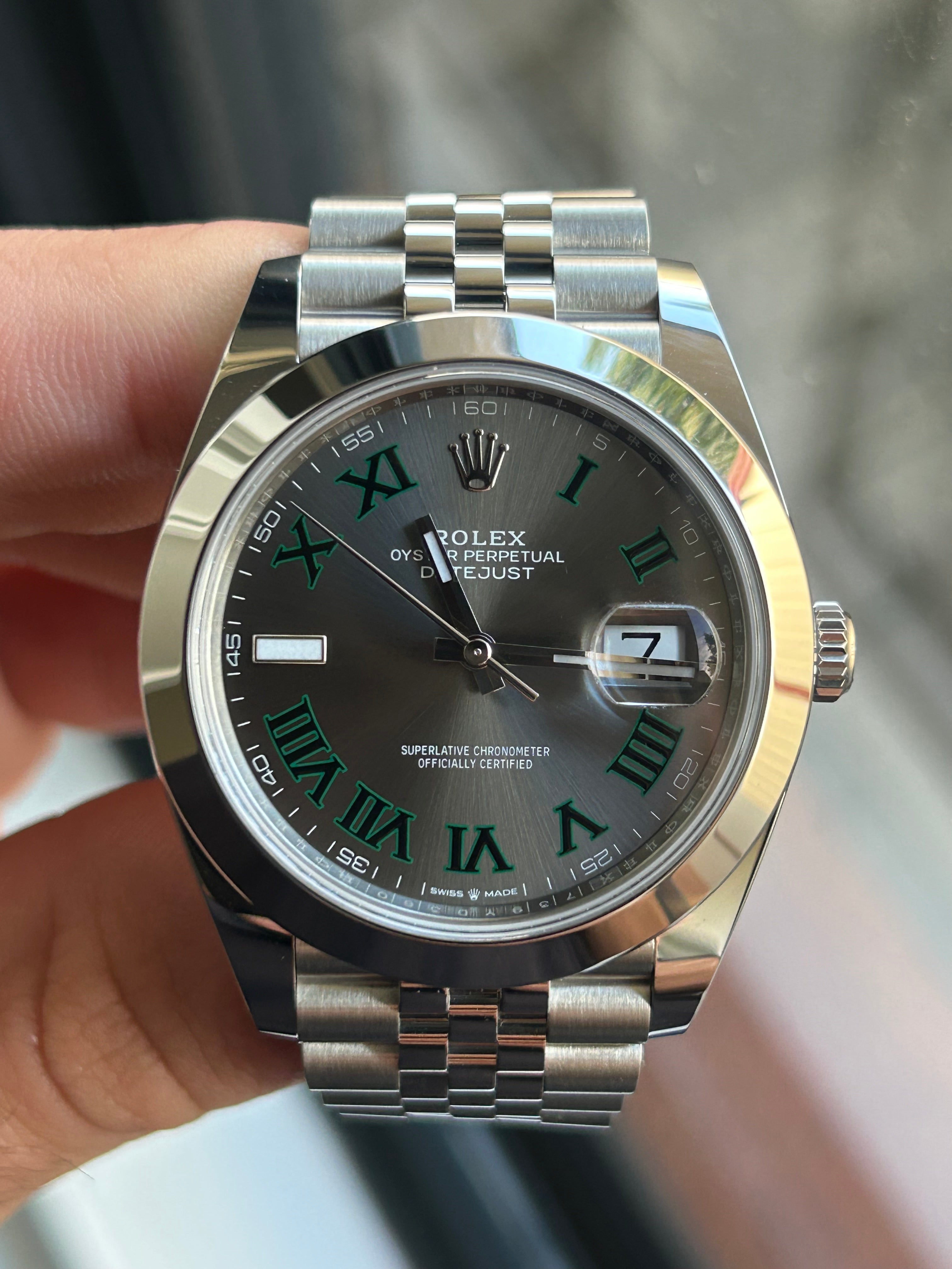 2021 ROLEX DATEJUST 41, WIMBLEDON DIAL, 126300, FULL SET, INC GST