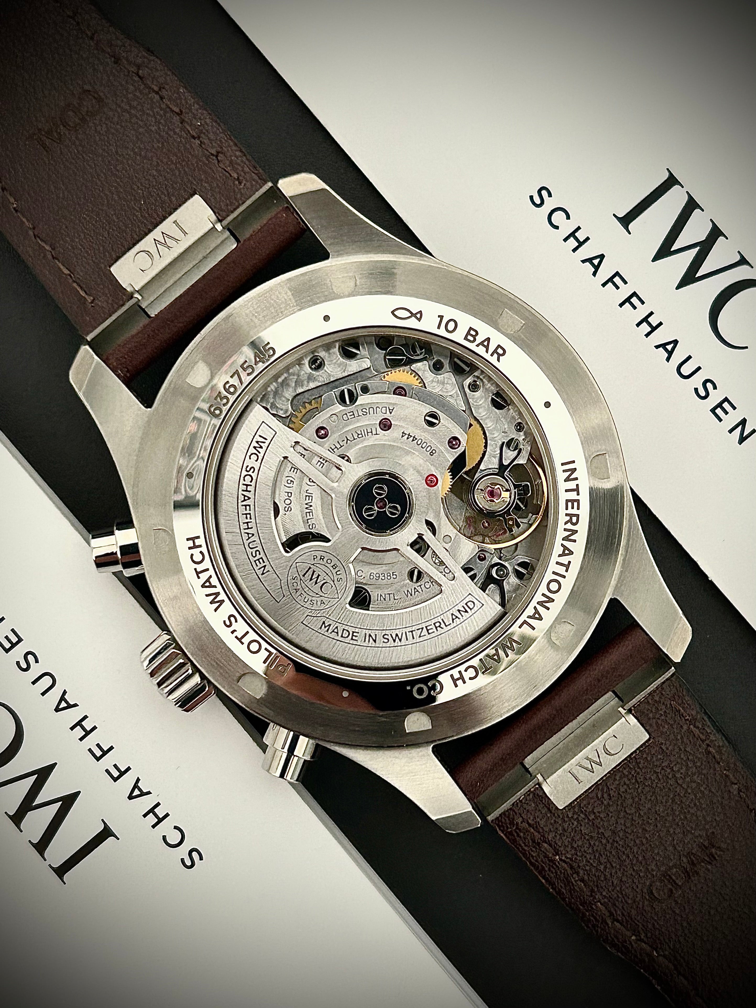 2023 IWC PILOTS WATCH CHRONOGRAPH, GREEN DIAL, IW388103, FULL SET, INC GST