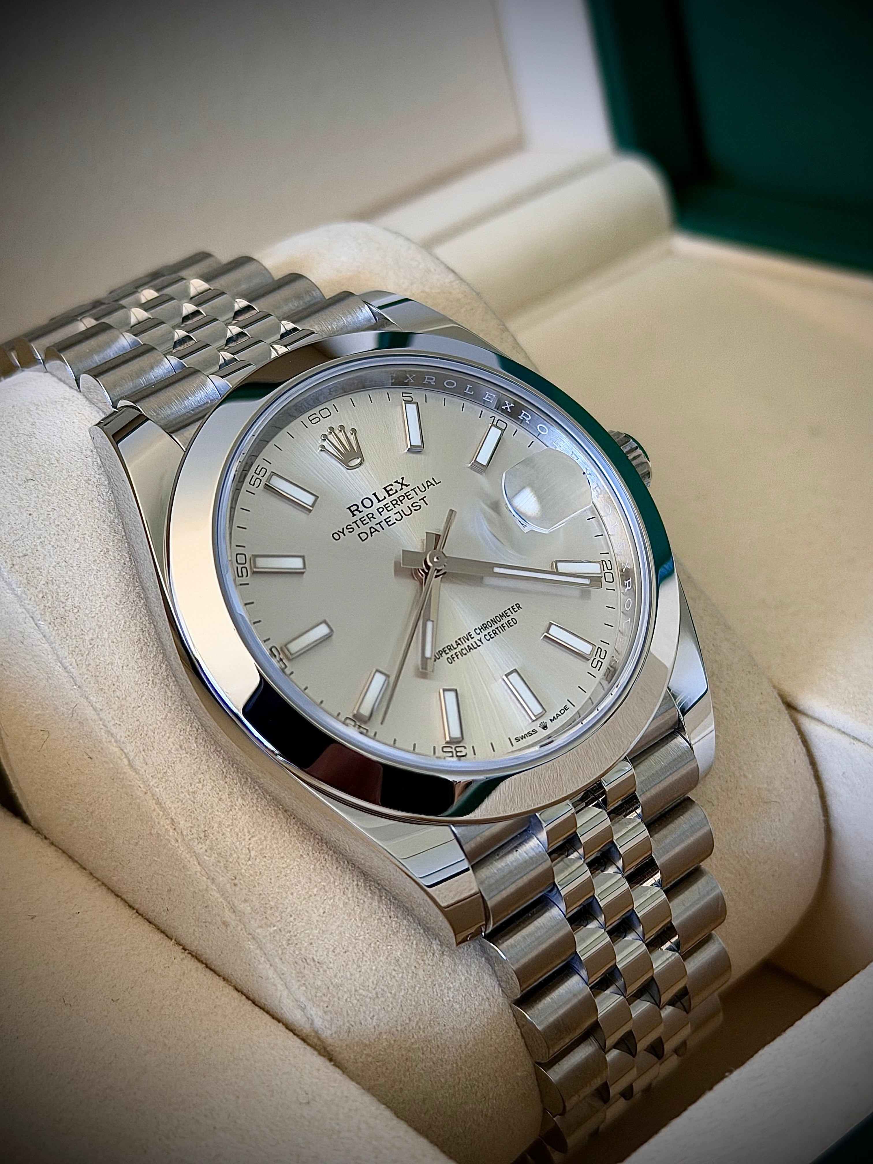 2025 ROLEX DATEJUST 41, SILVER DIAL, 126300, FULL SET, INC GST