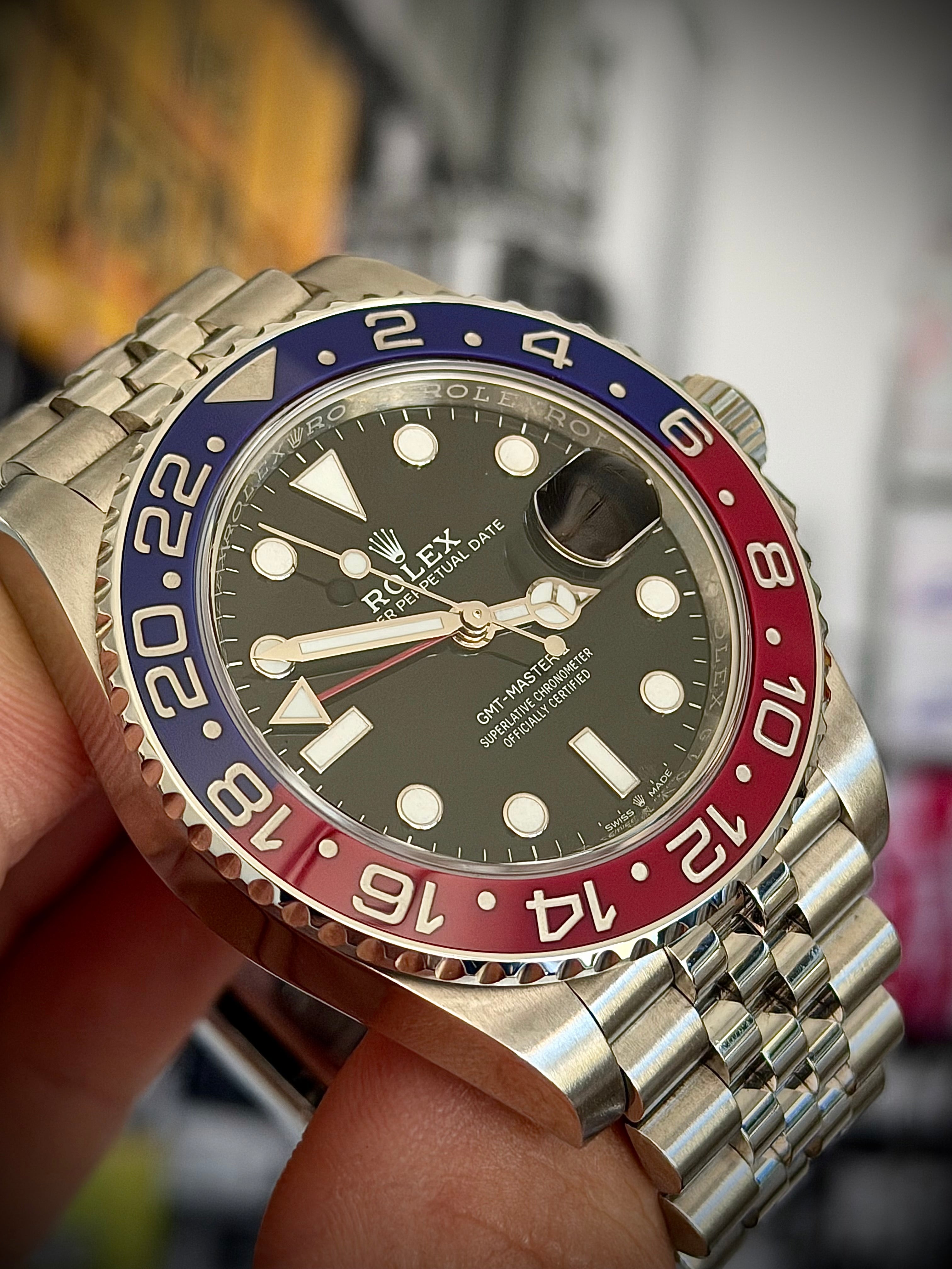 2018 ROLEX GMT MASTER II, PEPSI, MK1 BEZEL, 126710BLRO, FULL SET, INC GST