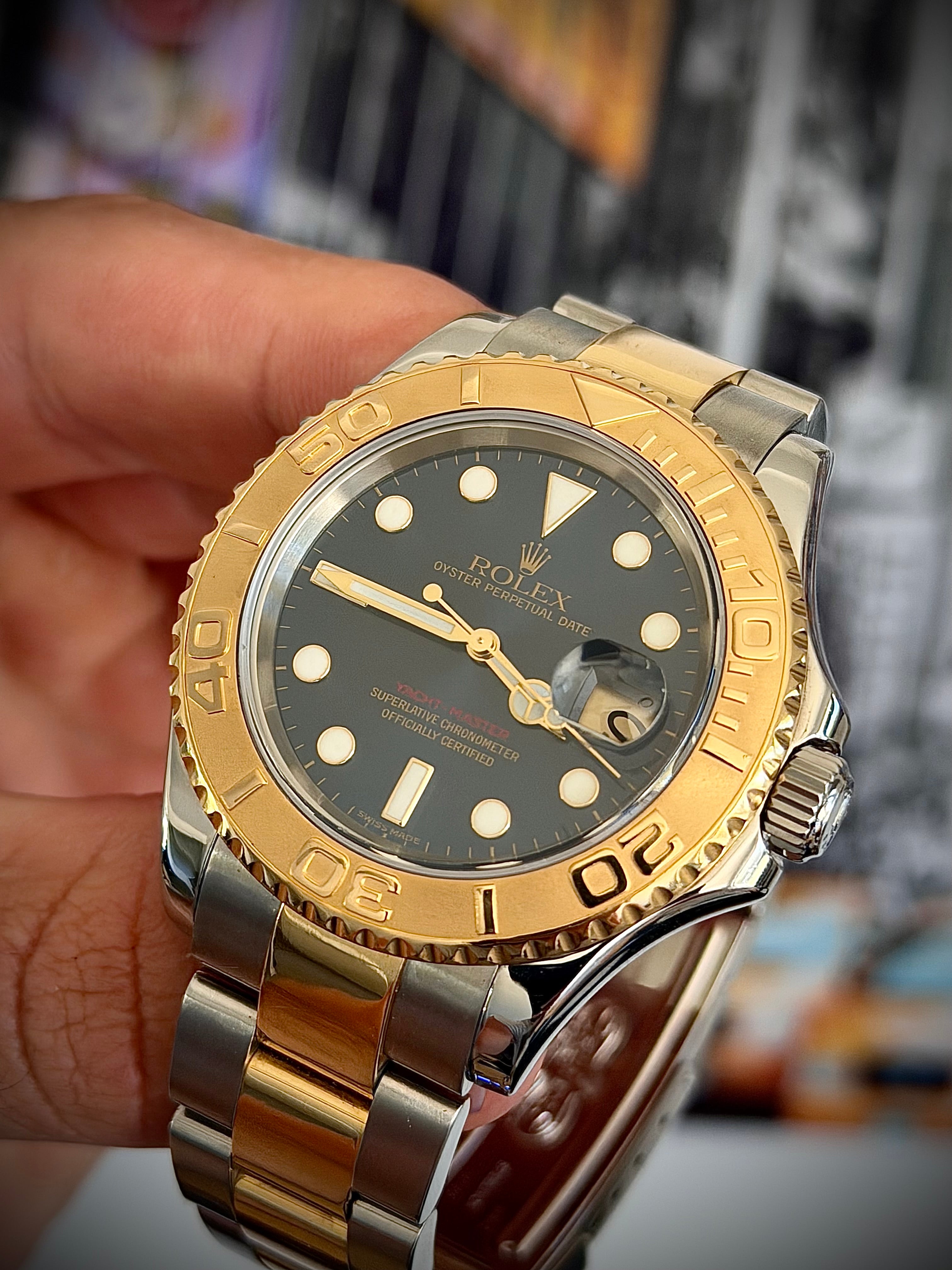 2007 ROLEX YACHT-MASTER, TWO TONE, BLUE DIAL, 16623, BOX & PAPERS, INC GST