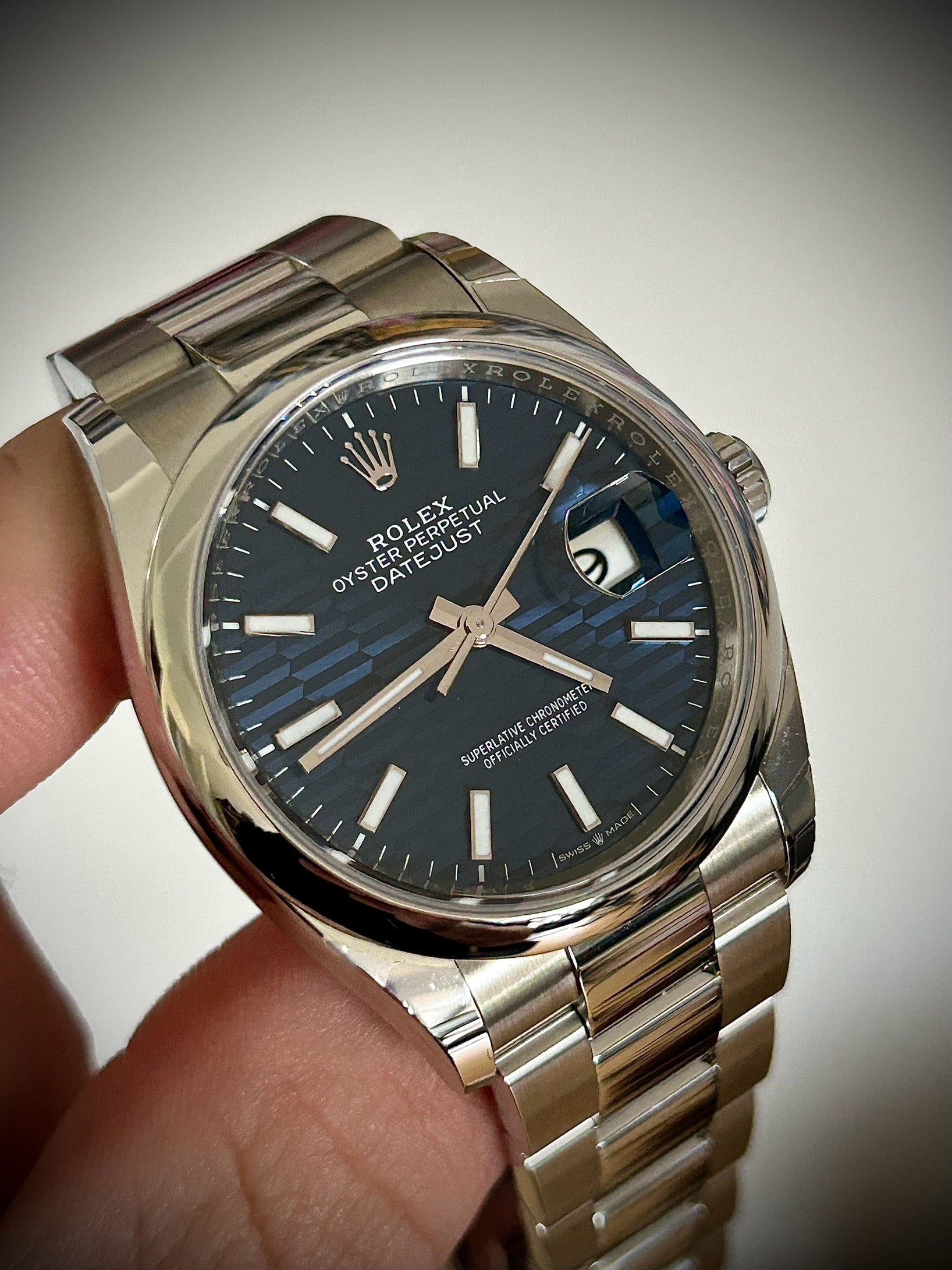 2024 ROLEX DATEJUST 36 BLUE MOTIF DIAL DIAL, 126200, FULL SET, INC GST