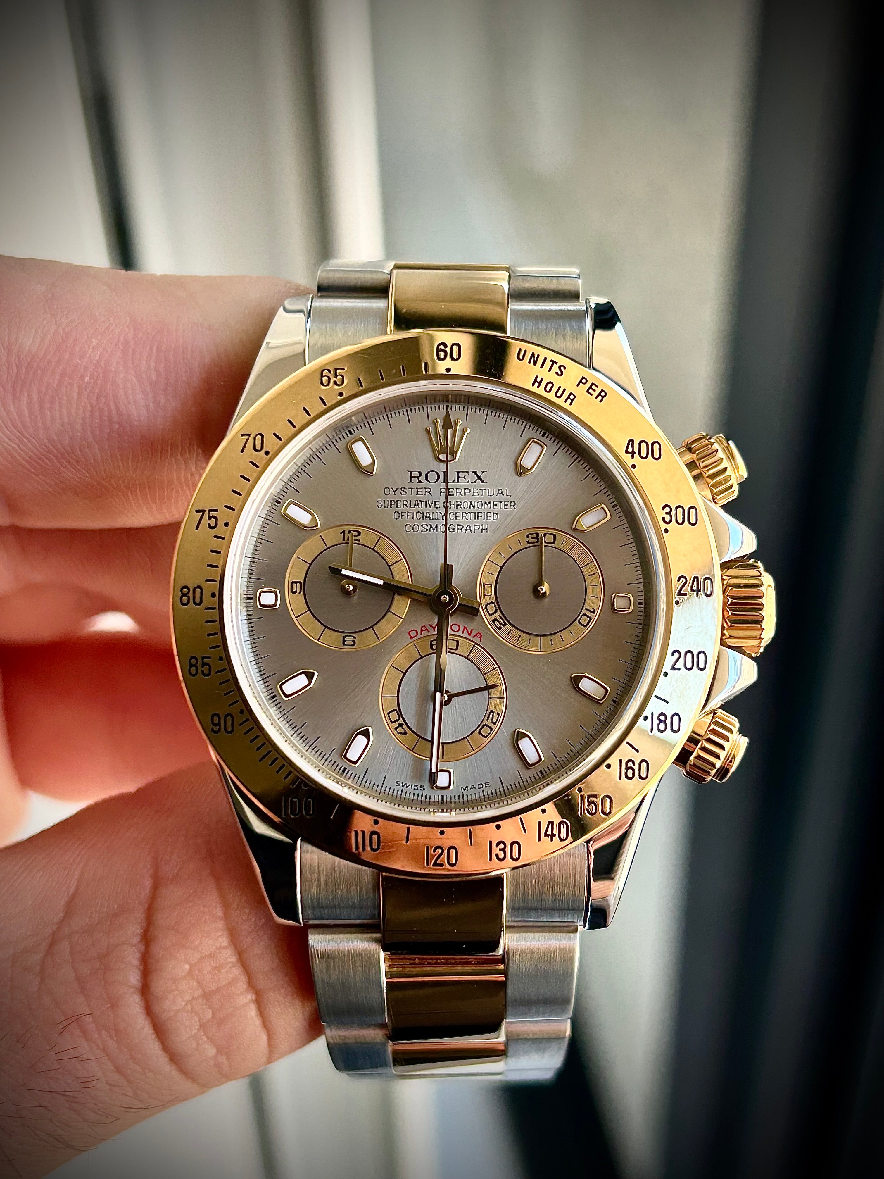 2004 ROLEX COSMOGRAPH DAYTONA, SLATE DIAL, 116523, FULL SET, INC GST