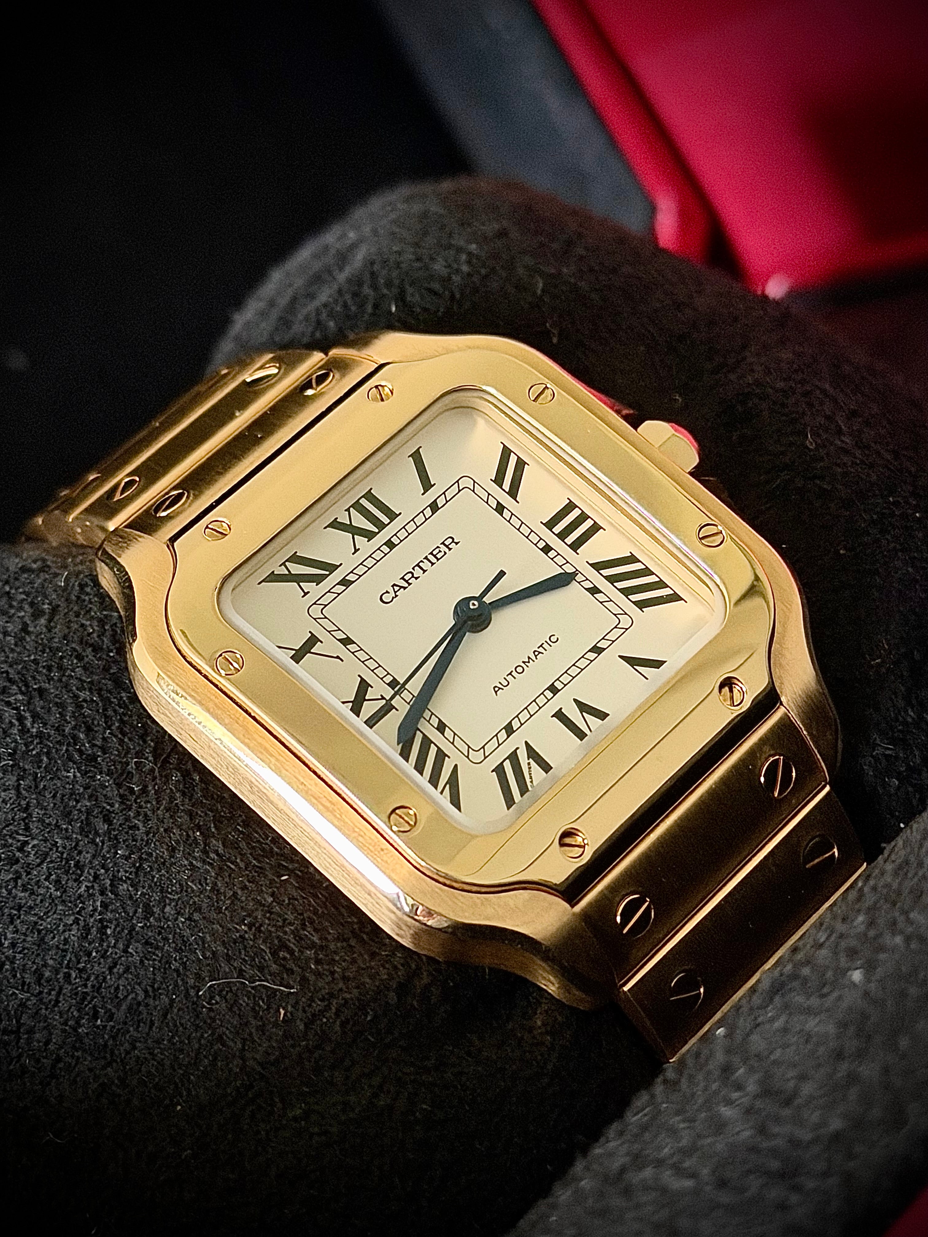 2025 CARTIER SANTOS DE CARTIER MEDIUM, WGSA0030, 18CT YELLOW GOLD, FULL SET, INC GST