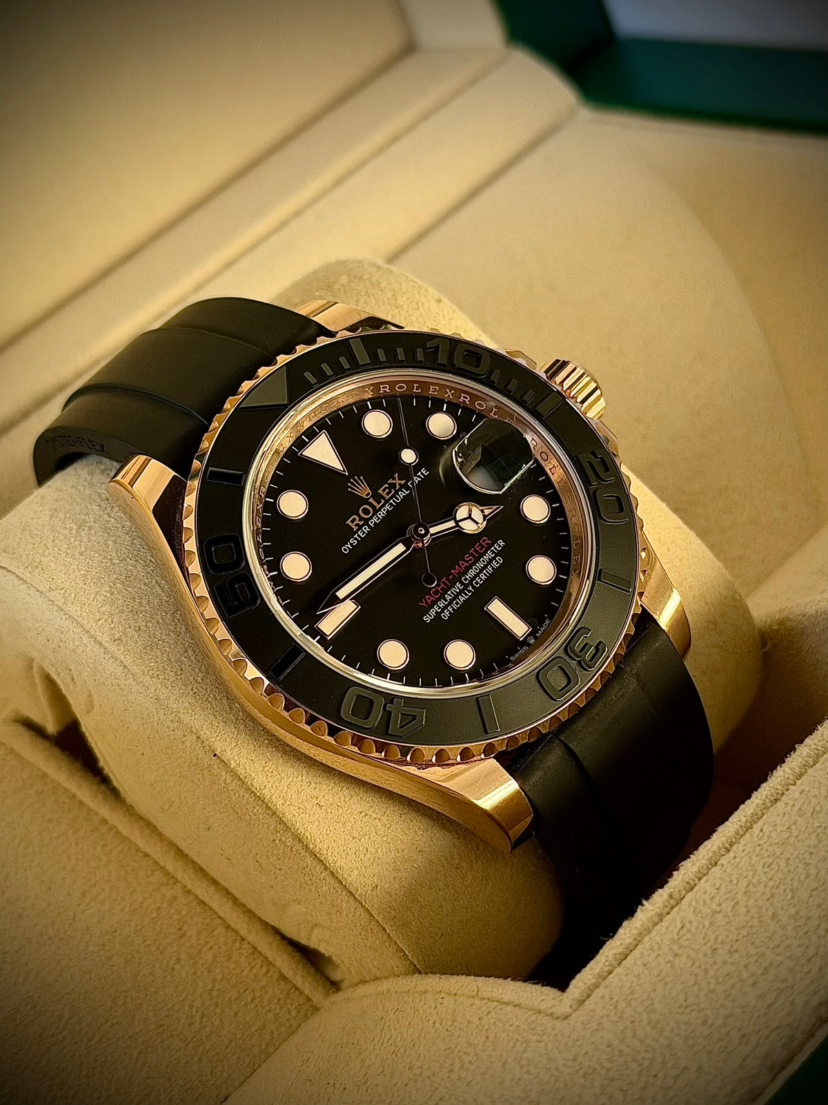 2024 ROLEX YACHT-MASTER 40, 126655, 18CT EVEROSE GOLD, OYSTERFLEX, FULL SET, INC GST