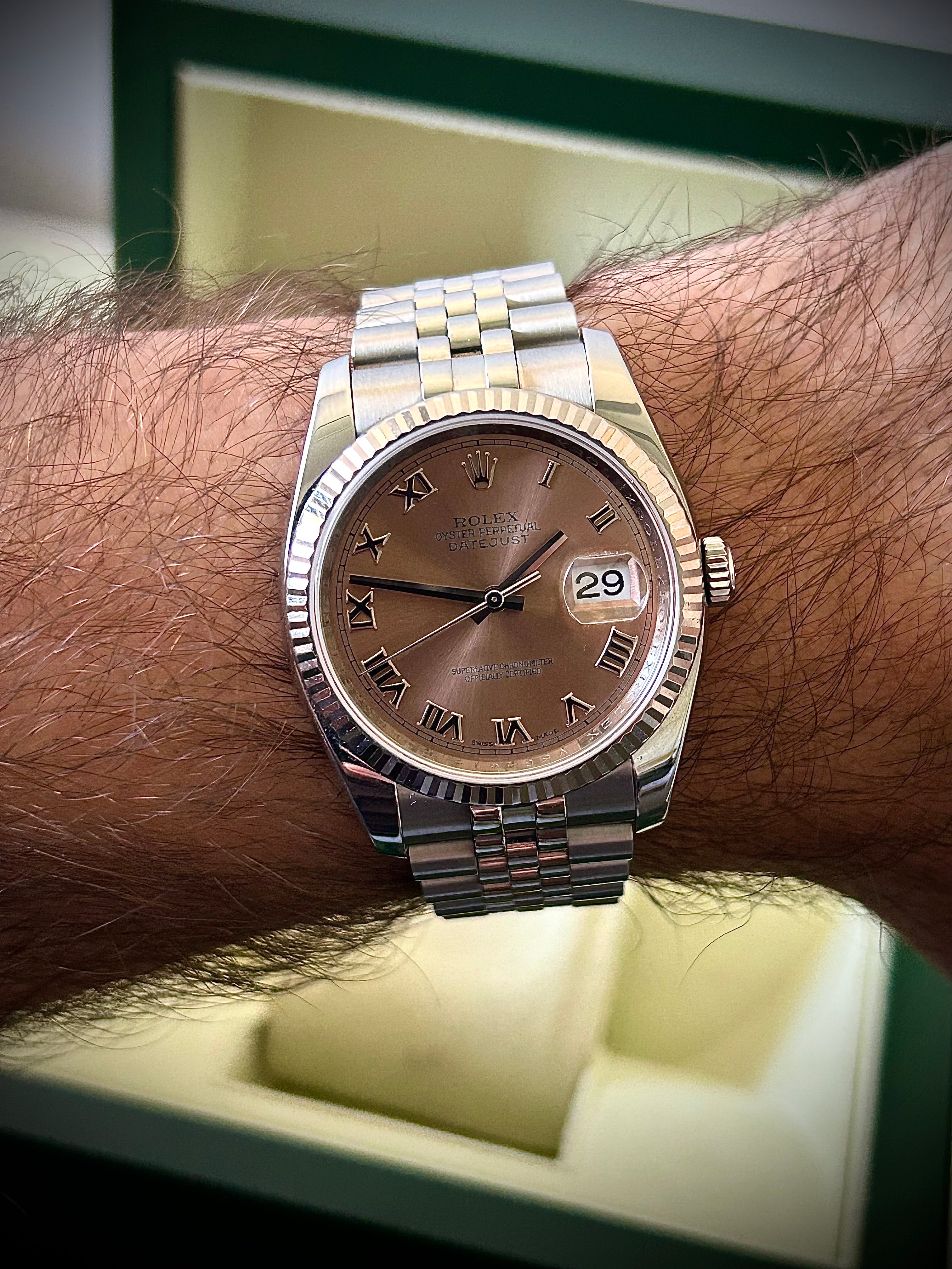2011 ROLEX DATEJUST 36, 116234, SALMON  DIAL, FULL SET, INC GST