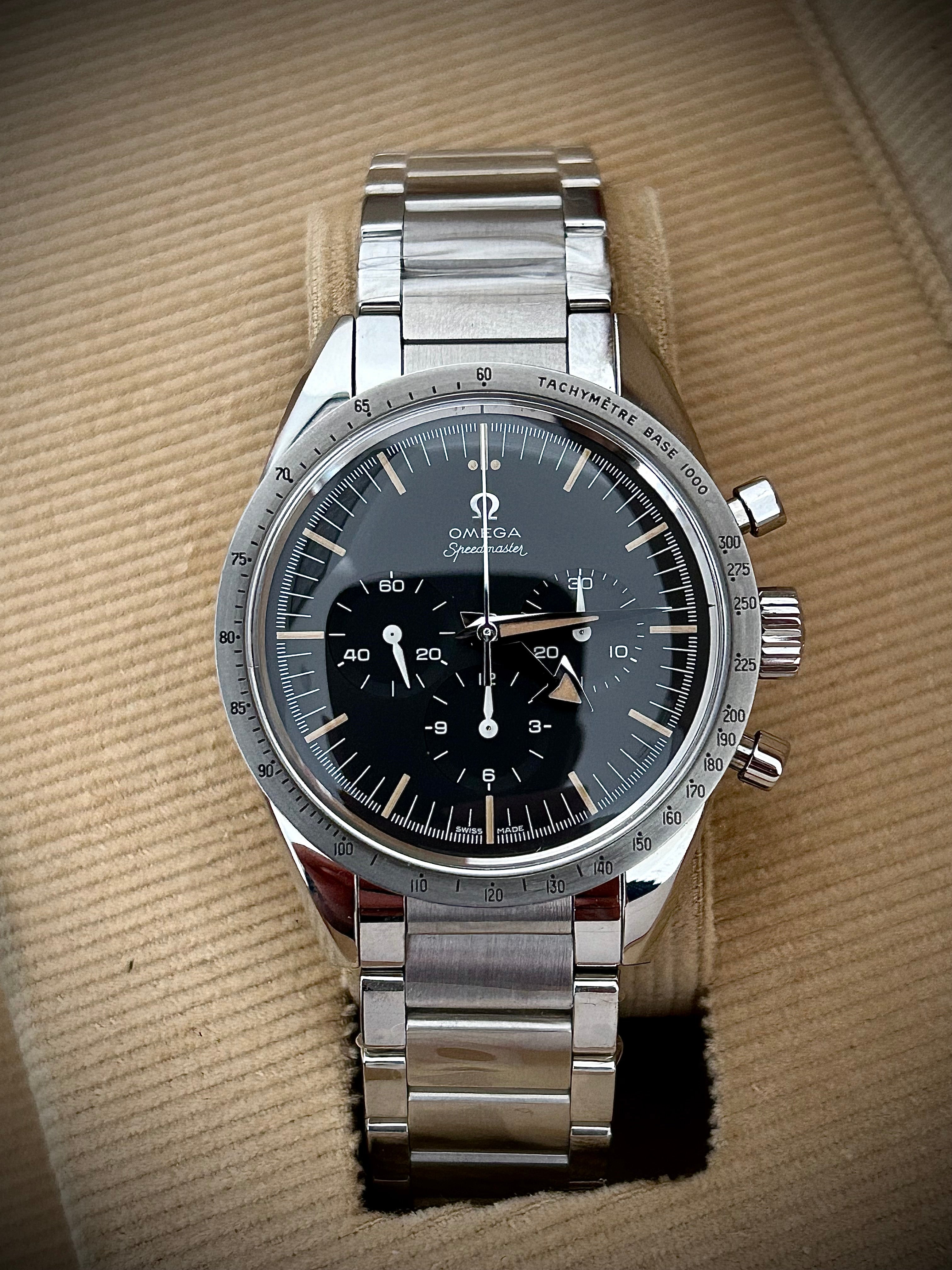 2019 OMEGA SPEEDMASTER, 1957 TRILOGY LIMITED EDITION, FULL SET, INC GST