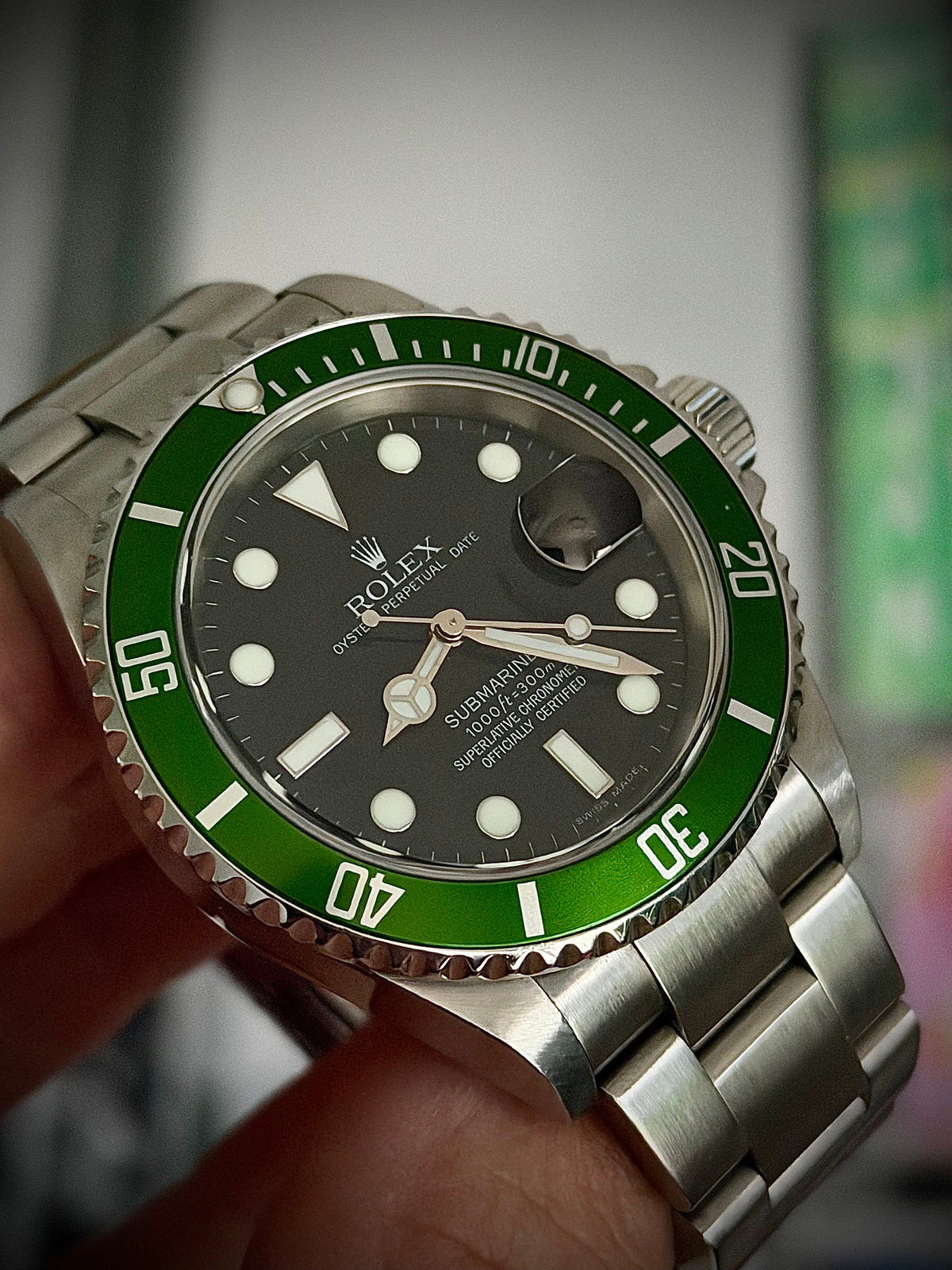 2006 ROLEX SUBMARINER DATE “KERMIT”, 16610LV, FULL SET, EXCELLENT CONDITION, INC GST