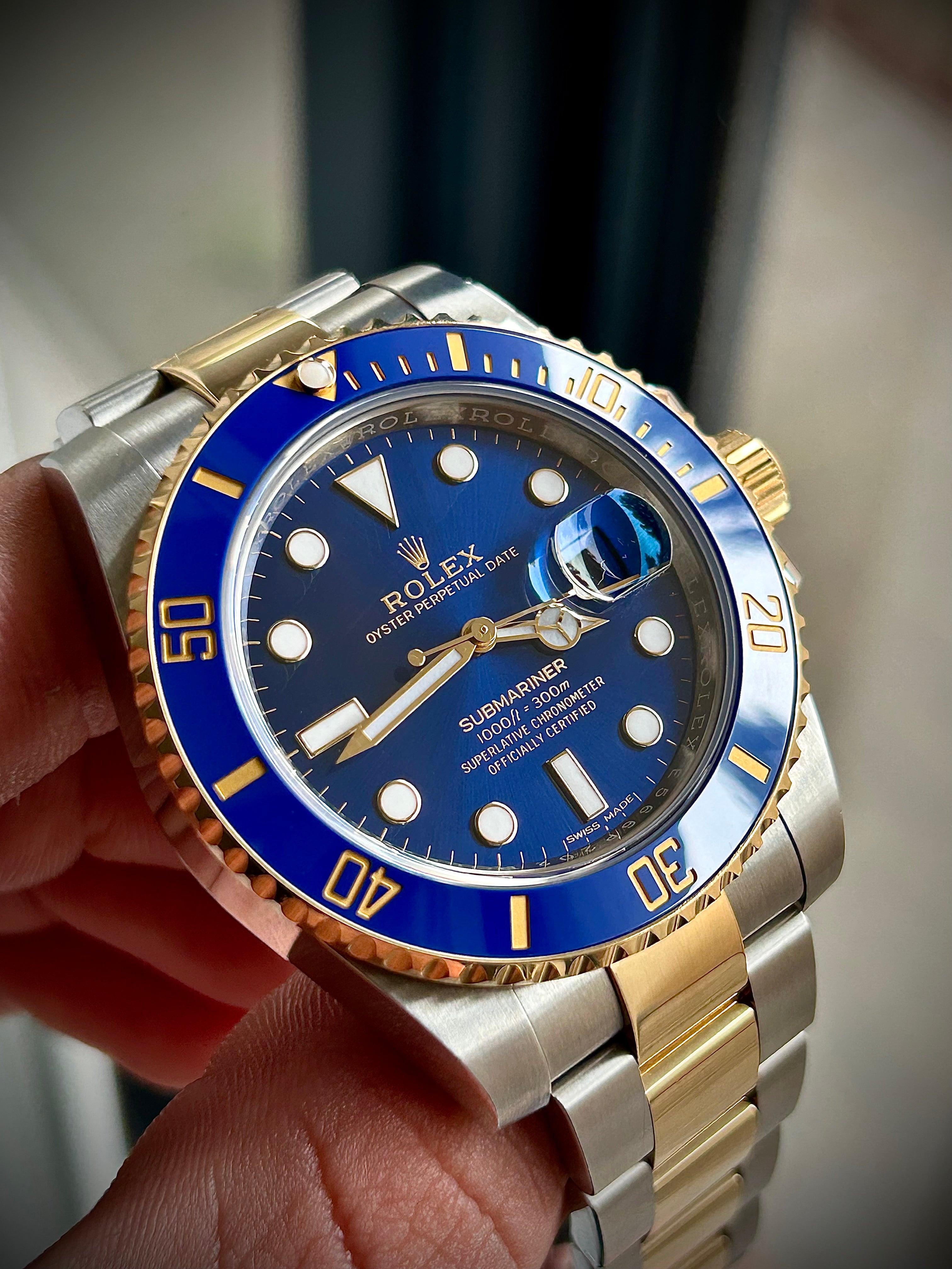 2019 ROLEX SUBMARINER BLUESY 116613LB, BOX AND PAPERS, INC GST