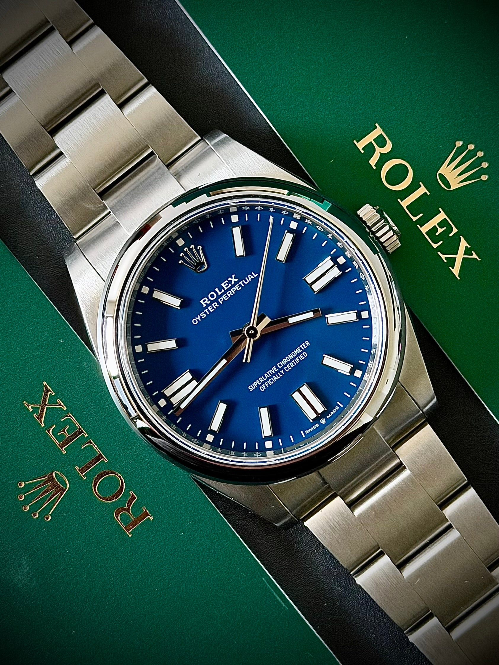 2025 ROLEX OYSTER PERPETUAL 41, 134300, MEDIUM BLUE DIAL, FULL SET, INC GST