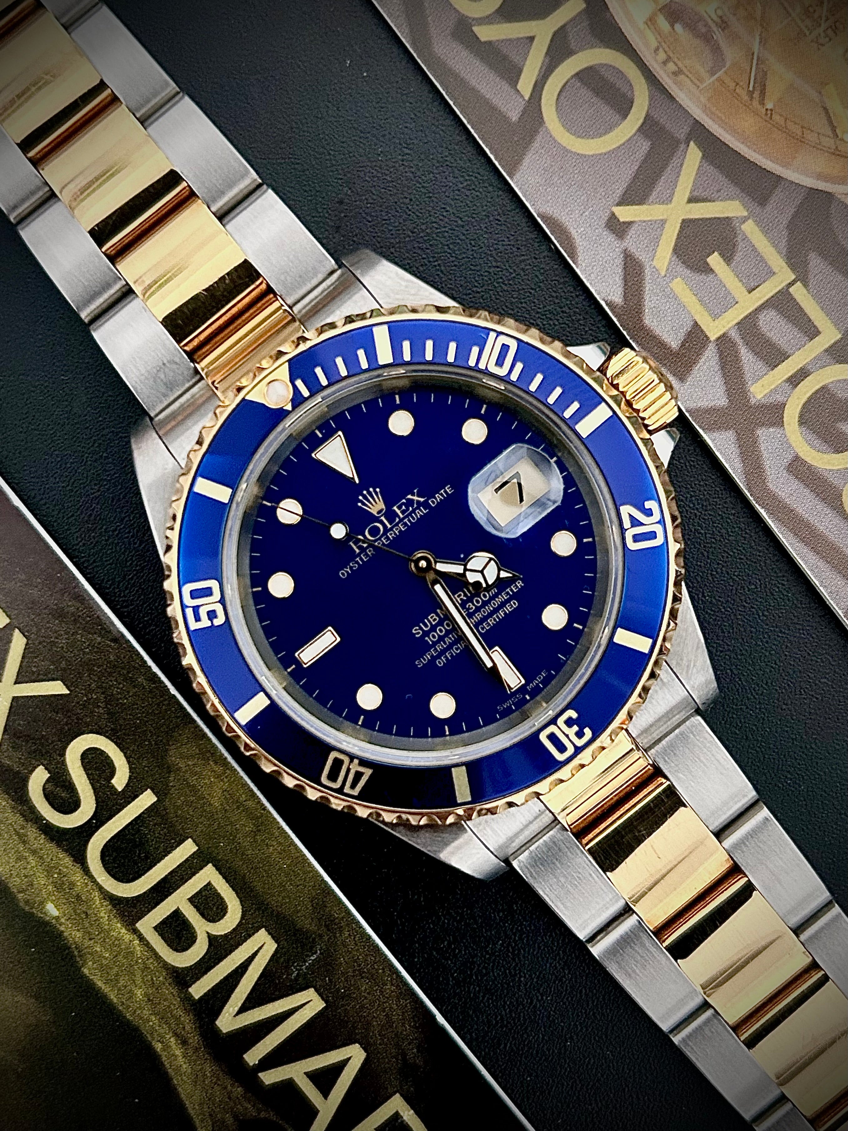 2002 ROLEX SUBMARINER DATE “BLUESY”, 16613, FULL SET, INC GST