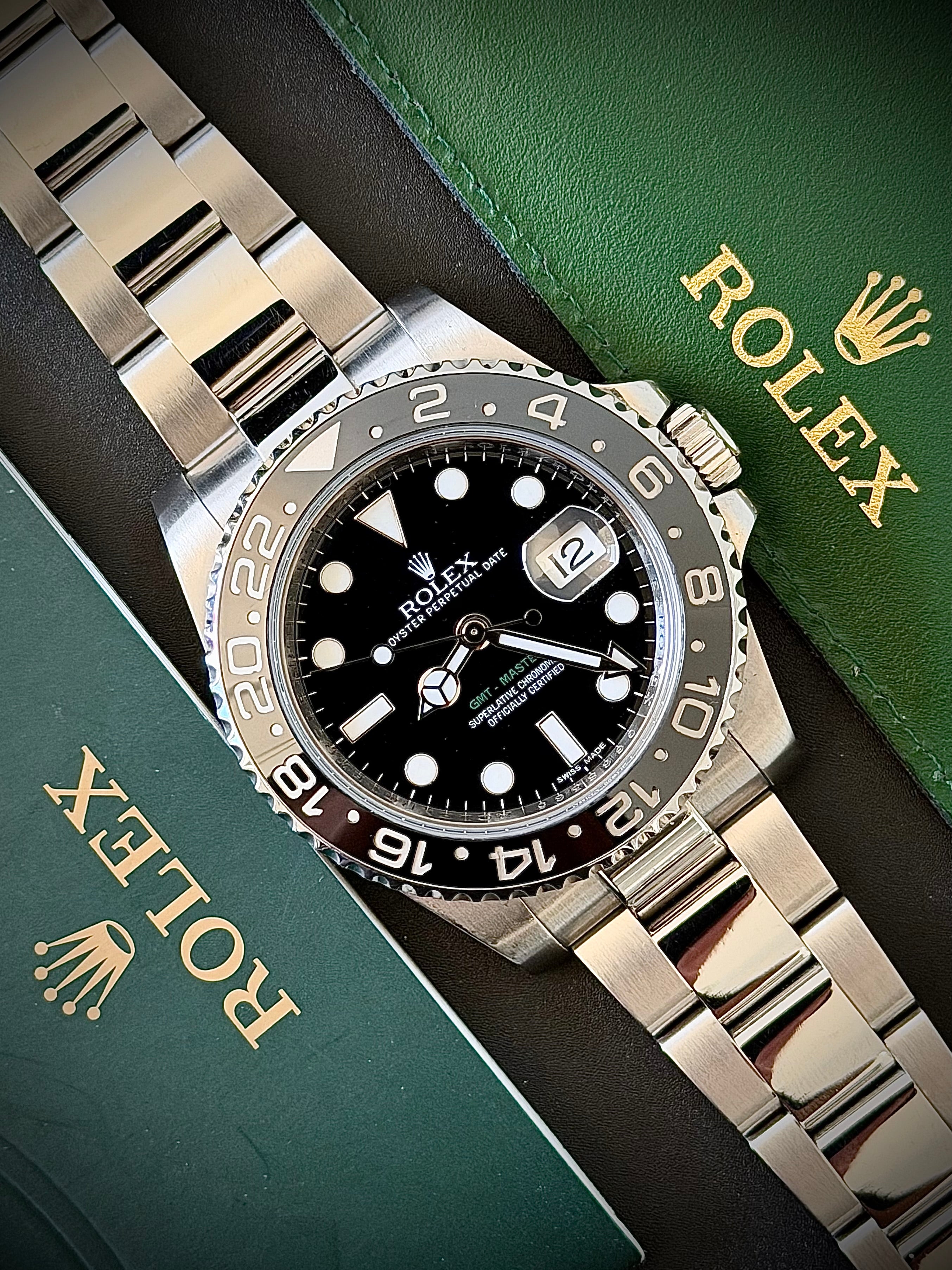 2012 ROLEX GMT MASTER II, 116710LN, FULL SET, INC GST