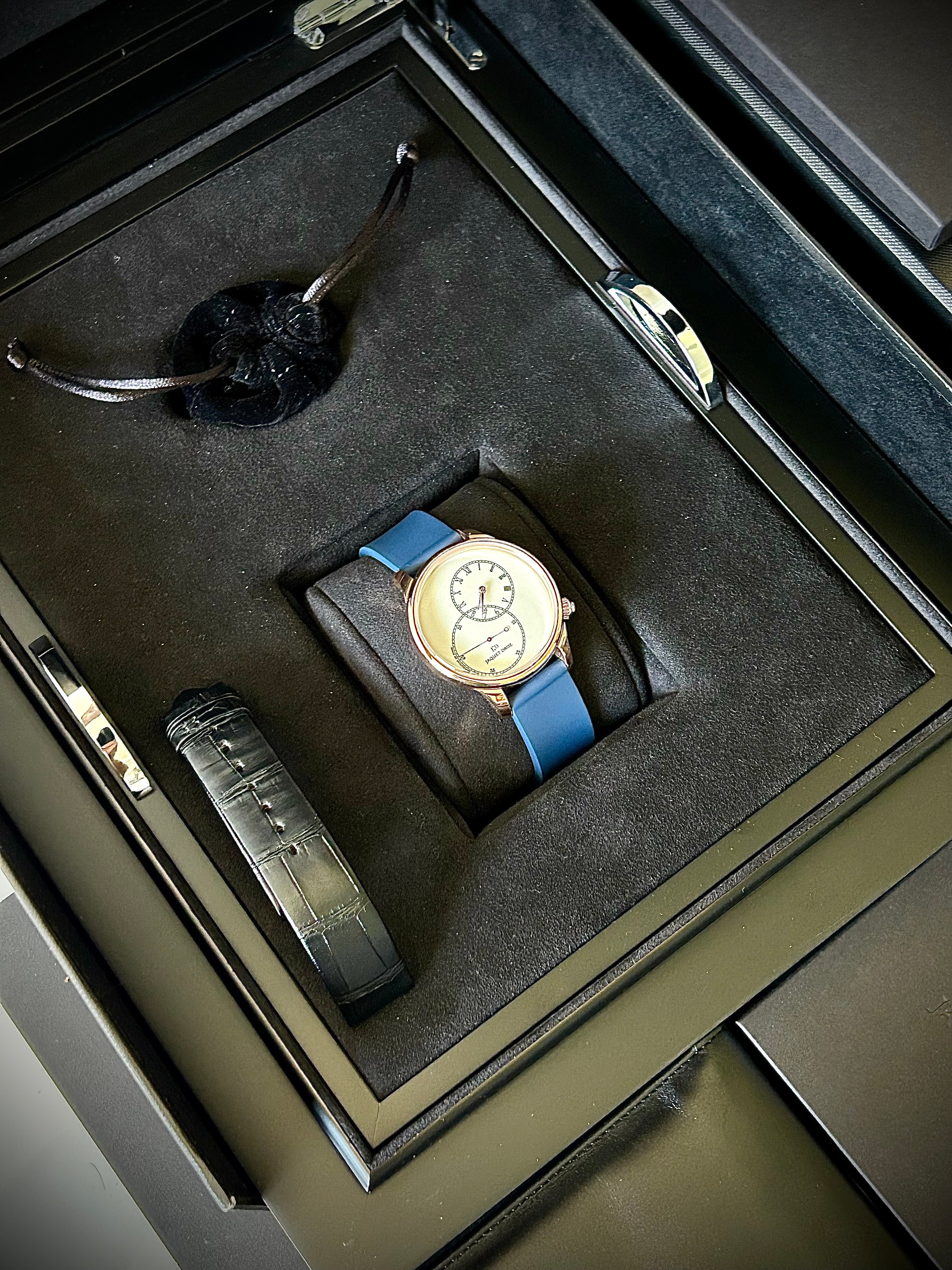 2022 JAQUET-DROZ GRANDE SECONDE OFF CENTRED IVORY ENAMEL DIAL, FULL SET, INC GST