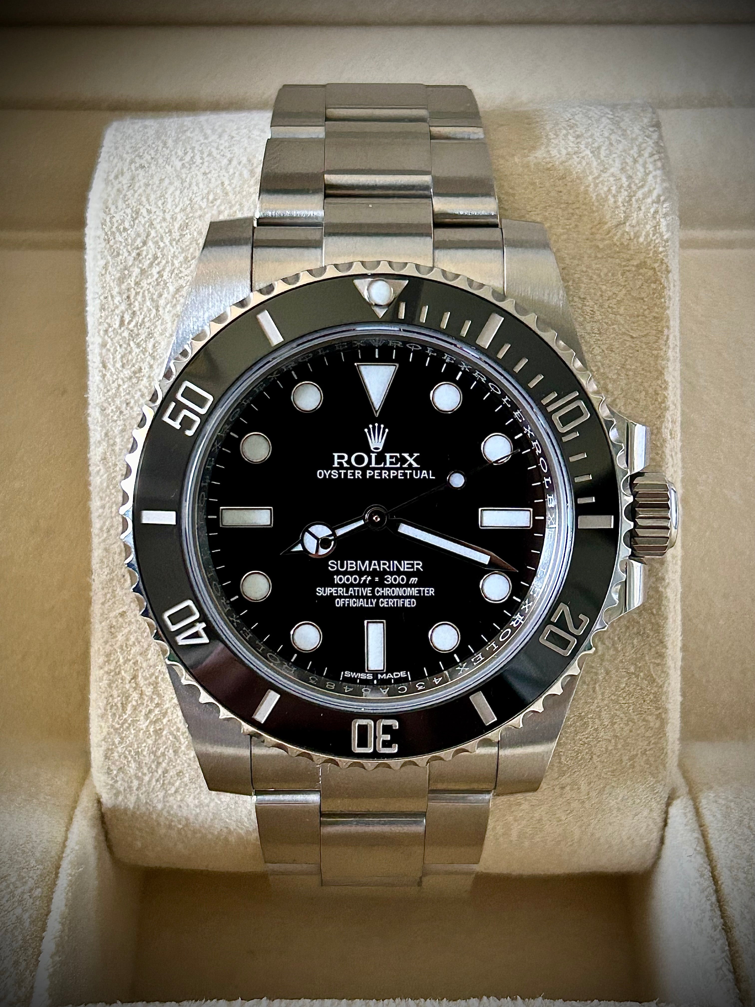 ROLEX SUBMARINER NO DATE, 114060, WATCH AND AUTHENTICITY CERTIFICATE, INC GST