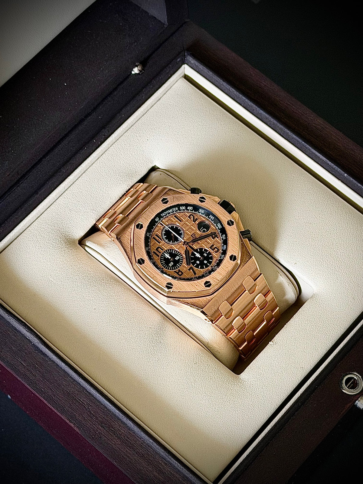 CIRCA 2014 AUDEMARS PIGUET ROYAL OAK OFFSHORE CHRONOGRAPH  “BRICK”, 26470OR.OO.1000OR.01, 18CT PINK GOLD, WATCH & BOX, INC GST