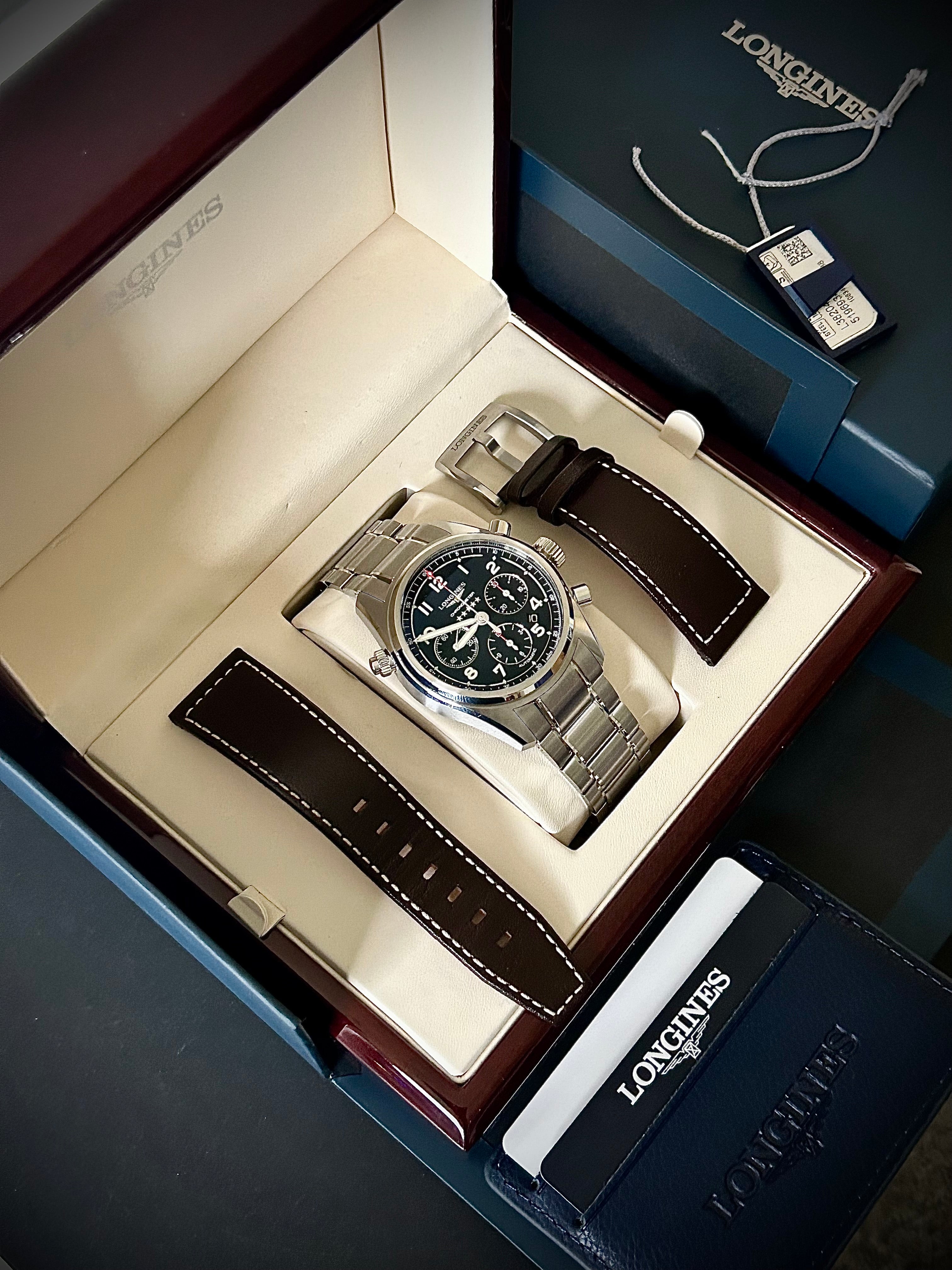2024 LONGINES SPIRIT CHRONOGRAPH, L3.820.4.53.6, FULL SET, INC GST